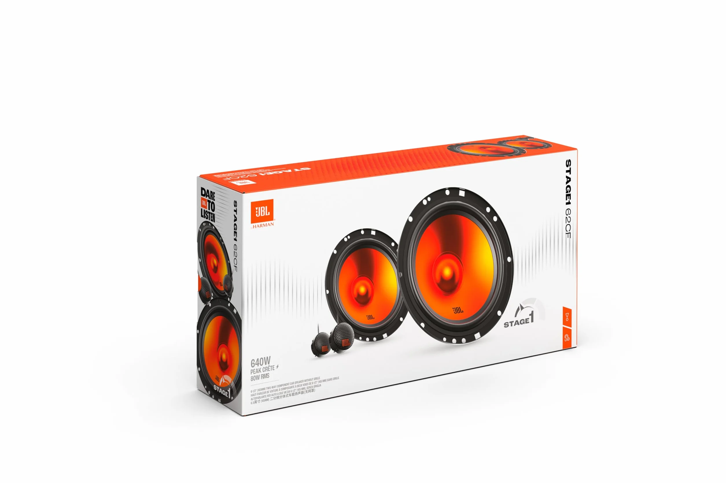 JBL Stage1 GEN2 62CF głośnik samochodowy 165 mm (6,5 cala): od Harman Kardon Car HiFi z 80 W RMS i 640 W Max Component Auto Boxer, zestaw z 2 głośnikami niskotonowymi + 2 głośnikami wysokotonowymi