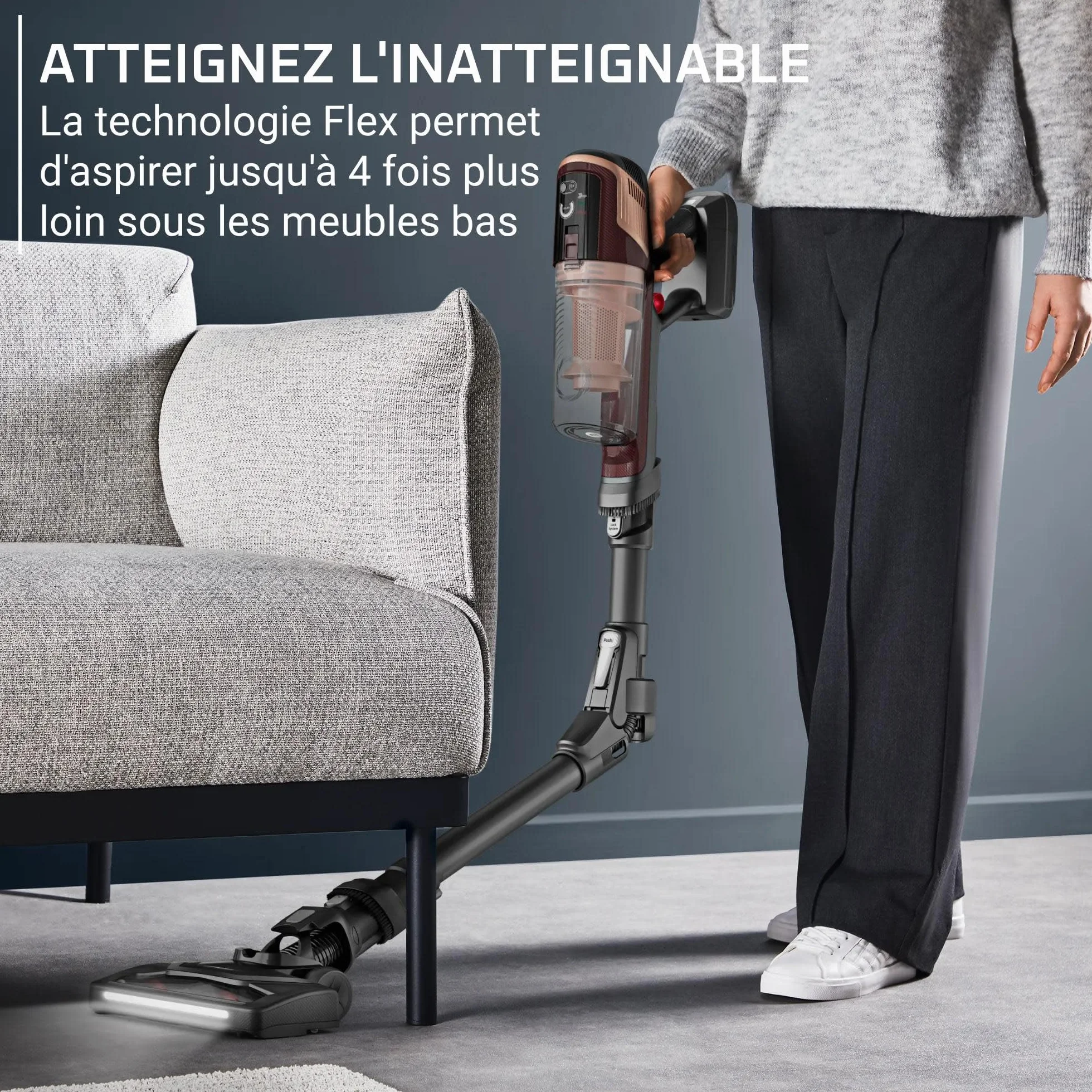 Rowenta X-Pert Flex 6.80, Aspirateur Balai sans Fil Multifonction, 100W, Autonomie 60 Minutes, Flex, Eclairage LED, Suivi Facile, RH6495E0