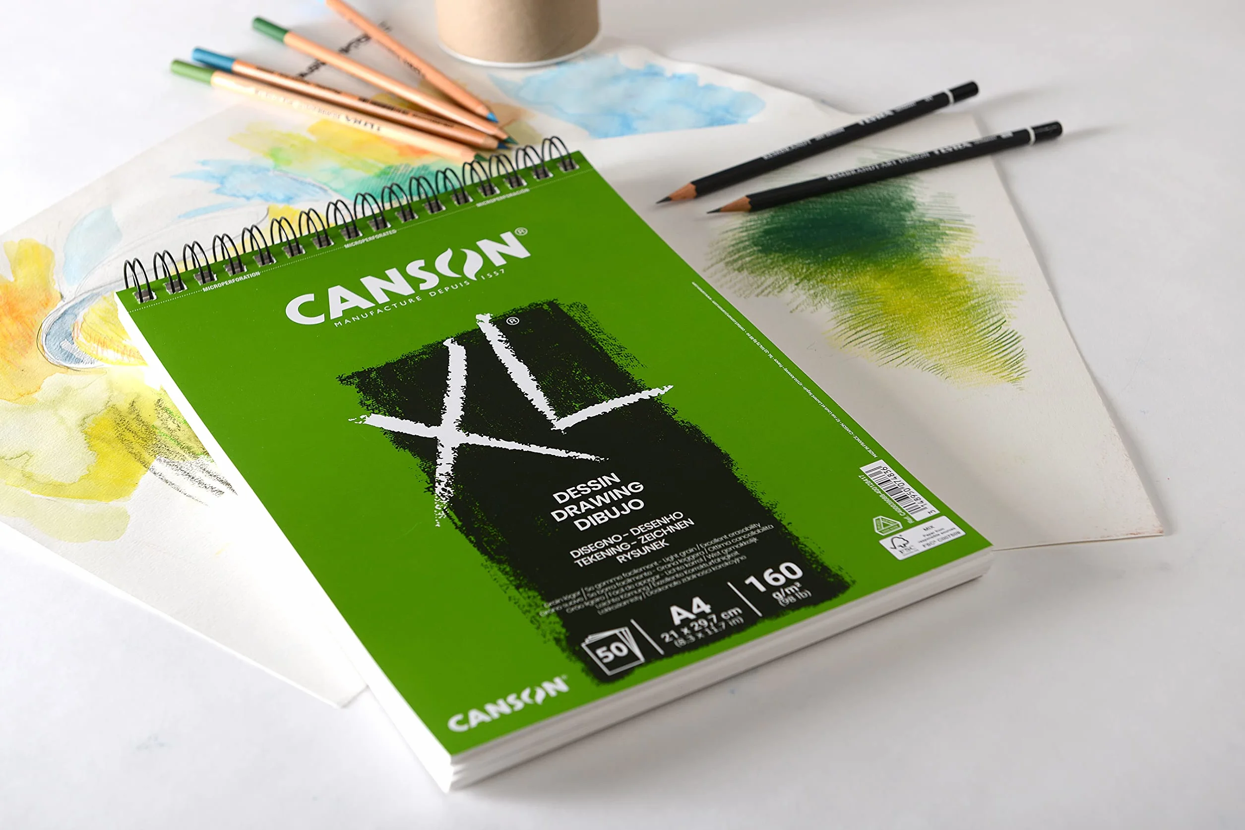 Canson Bloc Croquis Dessin XL Spirale A4 160g 50 Feuilles Blanc