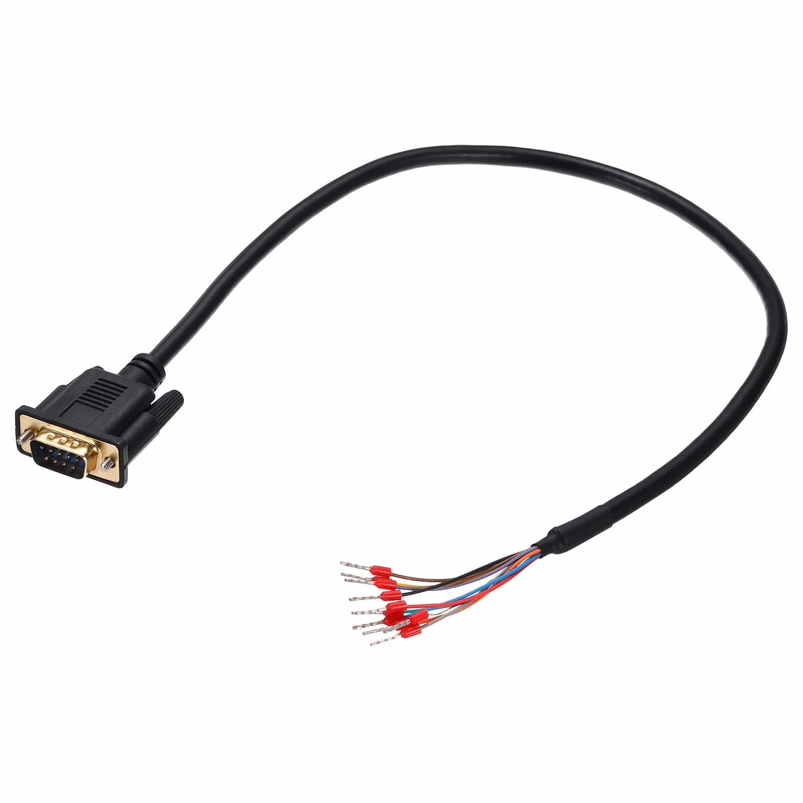 QUARKZMAN DB9 RS232 kabel szeregowy, 26AWG DB9, wtyczka do niegołego drutu z 9 terminalami okablowania, przedłużenie RS232, podwójnie ekranowany kabel, 0,5 m
