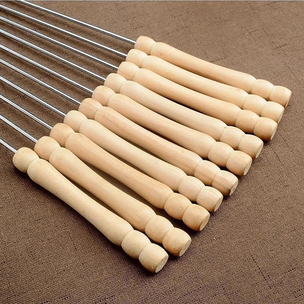 IMEEA Lot de 10 brochettes en acier inoxydable 38 cm pour barbecue