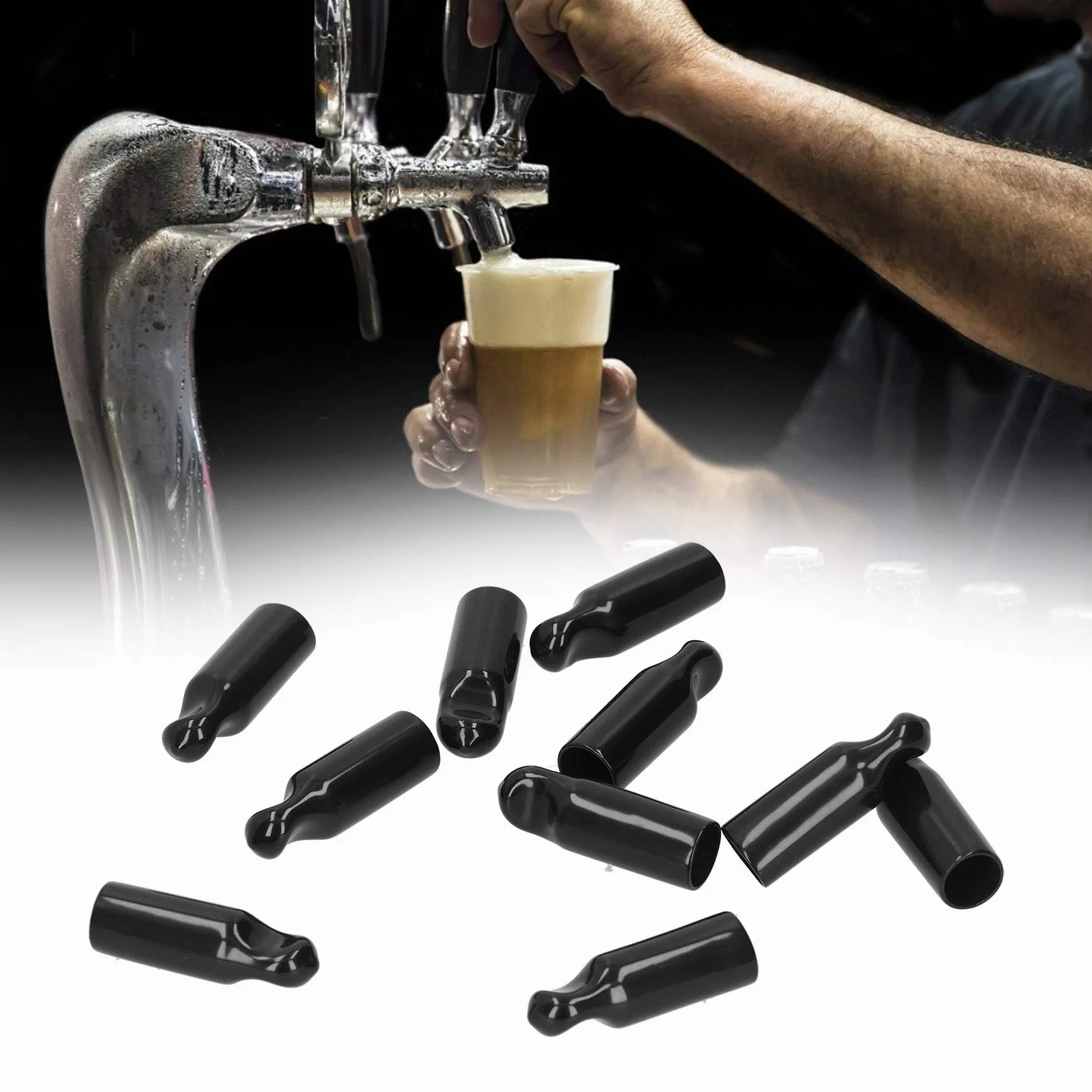 Bouchon de nettoyage robinet bière caoutchouc noir 10 pièces