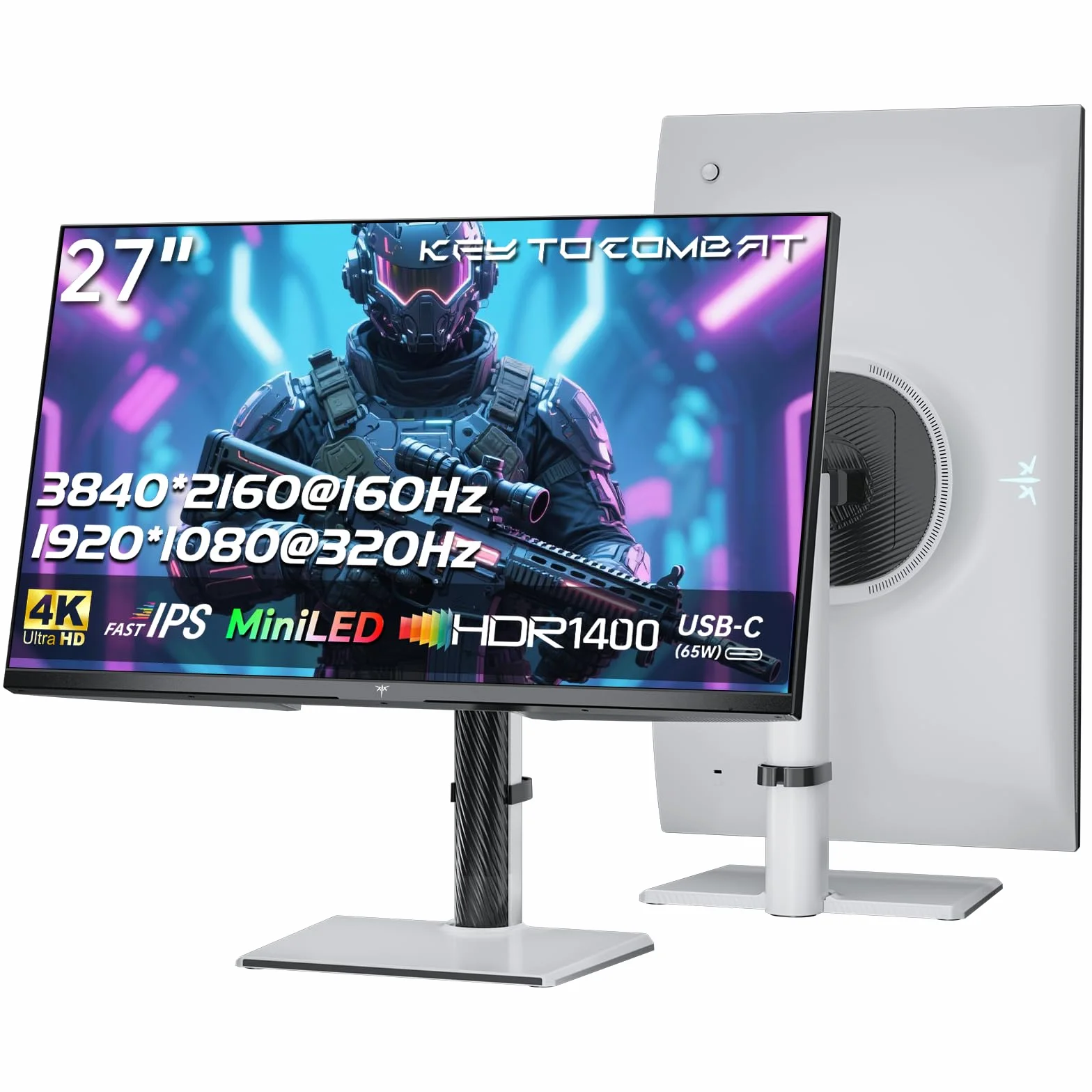 KTC MiniLED Monitor Gamingowy 27 cali | 4K@160Hz, FHD@320Hz Bezczytowe Przełączanie |
