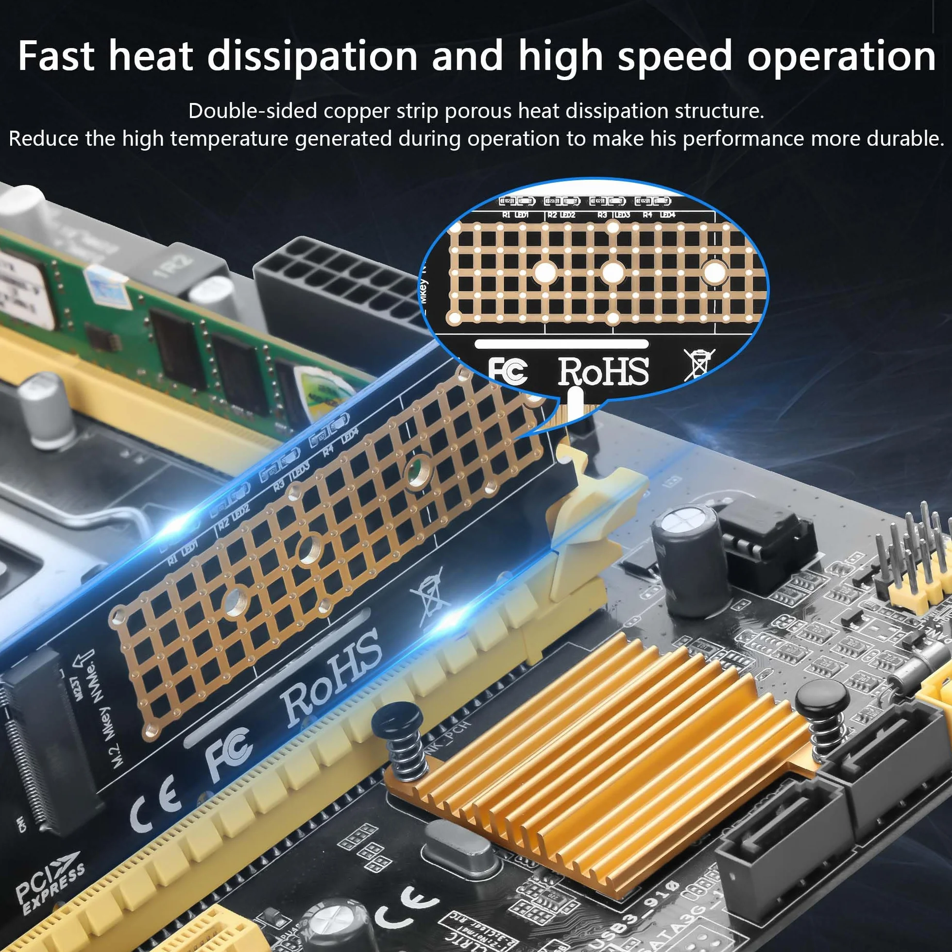 GINTOOYUN M.2 NVME SSD do PCIE 4X 8X 16X karta adaptera M. 2 M Key SSD do PCI-E 3.0 4X 8X 16X karta rozszerzeń obsługa SSD długość 2230 2242 2260 2280