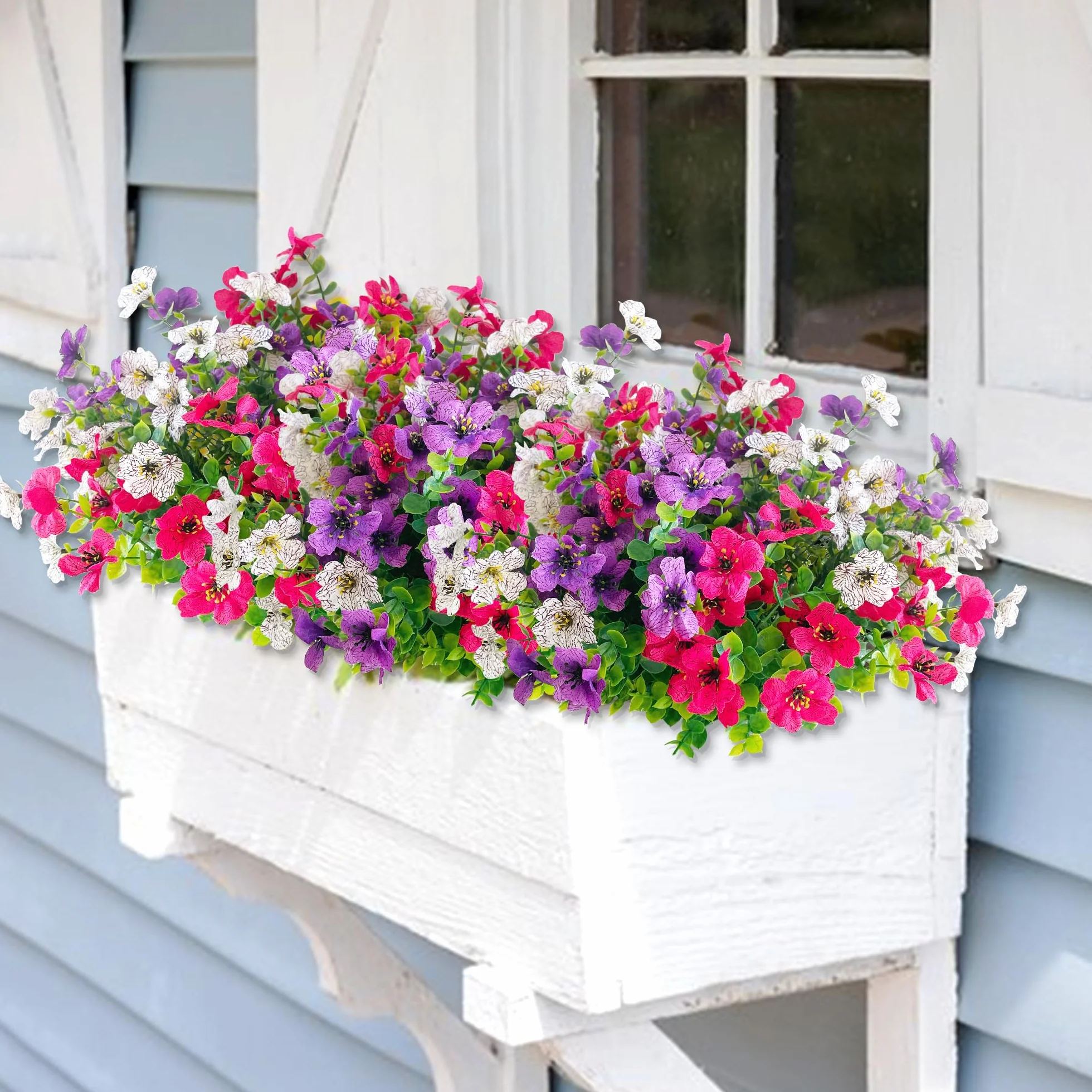 ROLLWAY Lot de 6 Fleurs Artificielles Résistant aux UV pour Extérieur - Décoration Jardin Balcon