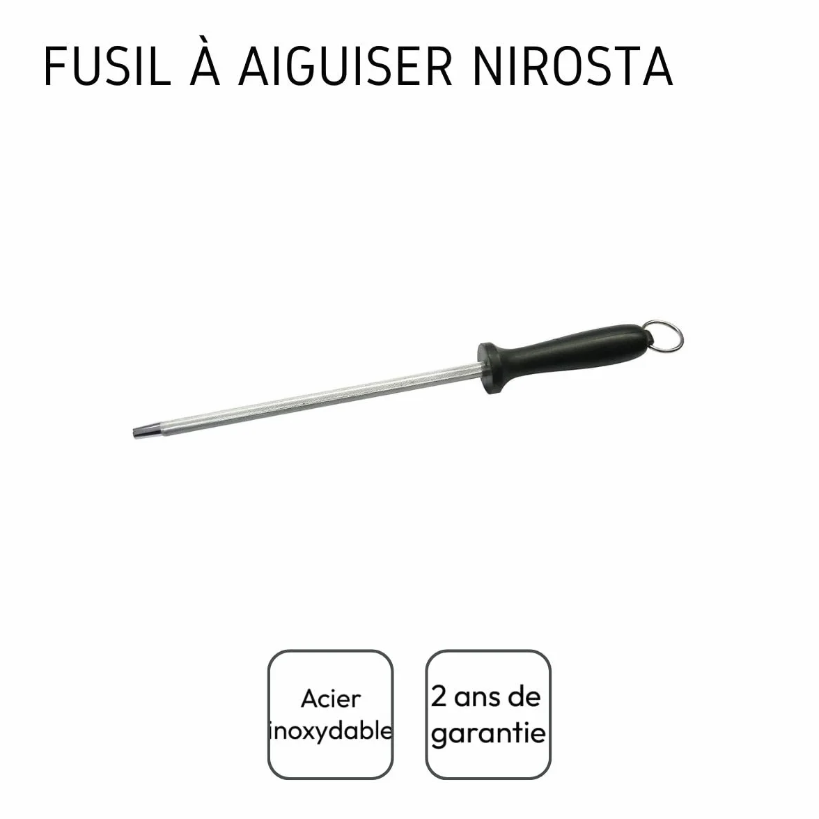 Nirosta 43355 Fusil à aiguiser en acier inoxydable, Aiguiseur à couteaux, 30,5 cm
