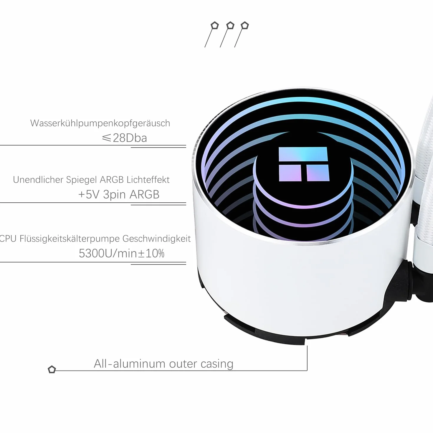 TR-Thermalright Frozen Notte 240 White ARGB V2 ciekły procesor chłodzący - nieskończony efekt świetlny, 240 mm chłodzenie Aio, podwójny wentylator PWM, 2000 RM, do AMD AM4/AM5, Intel LGA1851/1700/115x