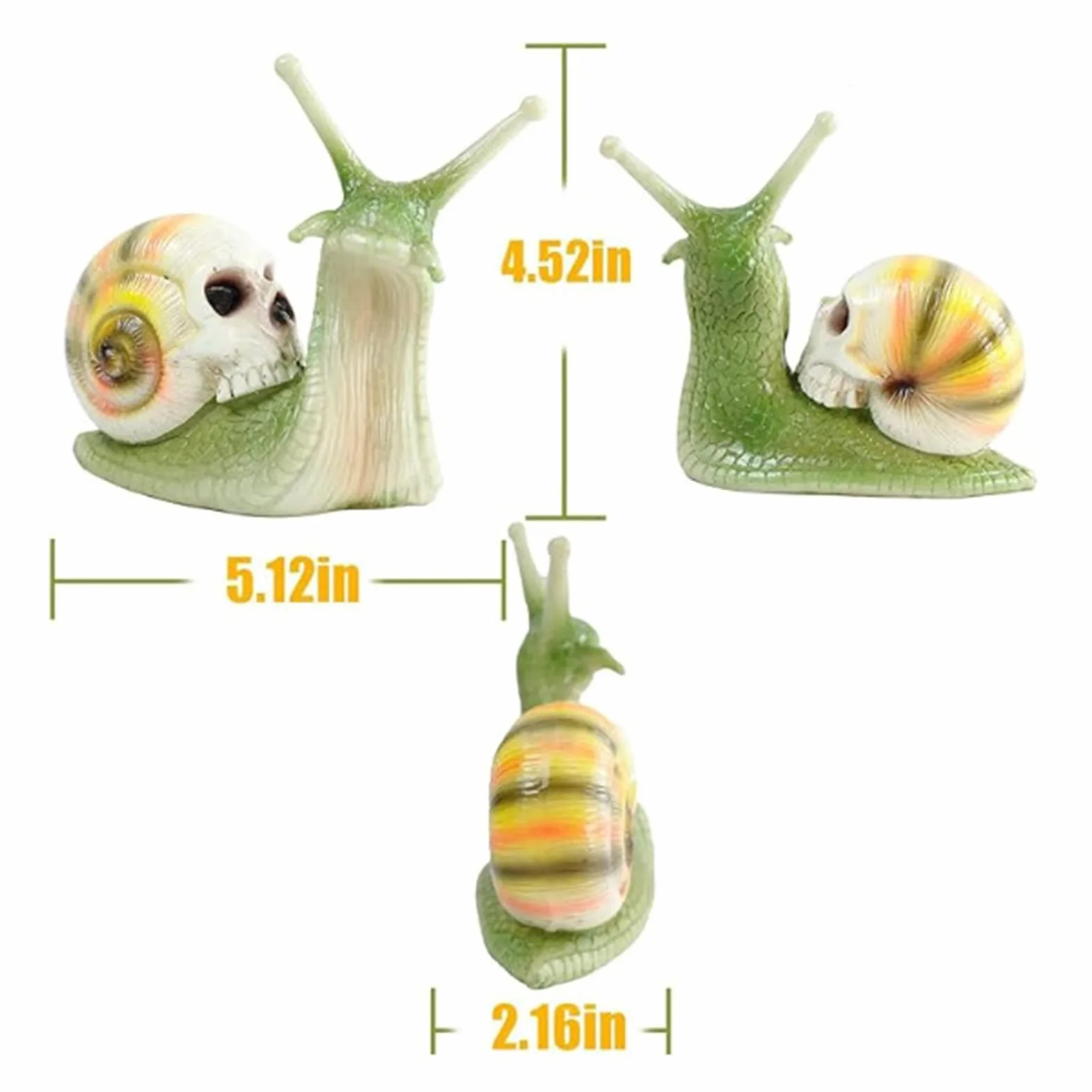 Halloween Escargot Crâne Statue Résine Gothique Jardin Ornement Figurine (Marron clair)