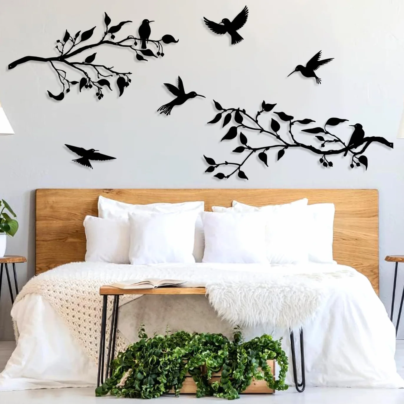 Décoration murale d'extérieur en métal Oiseaux sur la Branche Art Décor Mûr