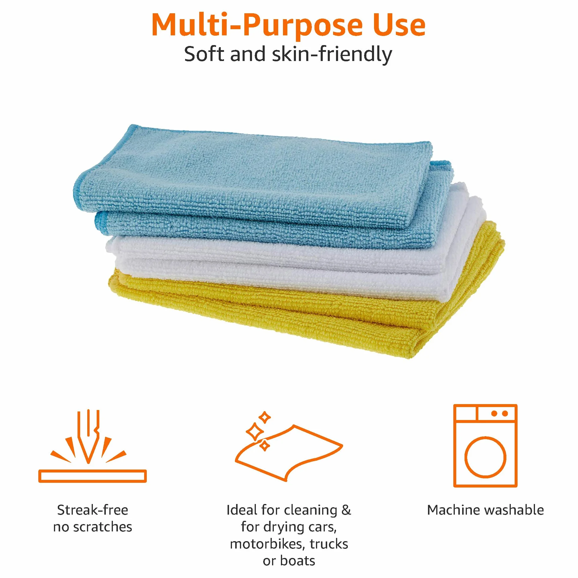 Amazon Basics Microfibre Chiffon de Nettoyage, Lot de 144, Multi, 30.5 x 40.6 cm