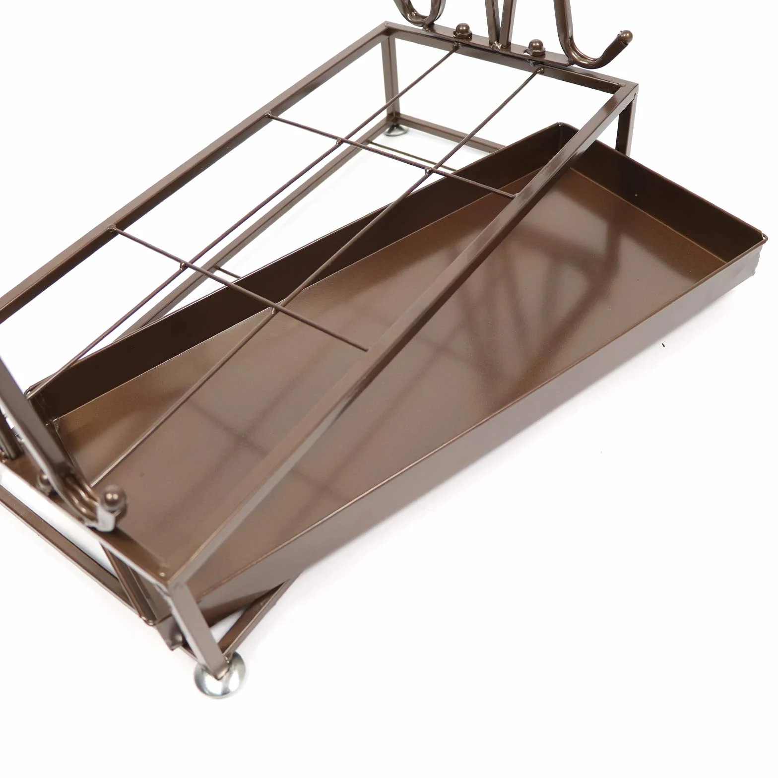 Porte-parapluie rectangulaire extra large en métal bronze 21 trous 24 crochets 70 x 50 x 24 cm