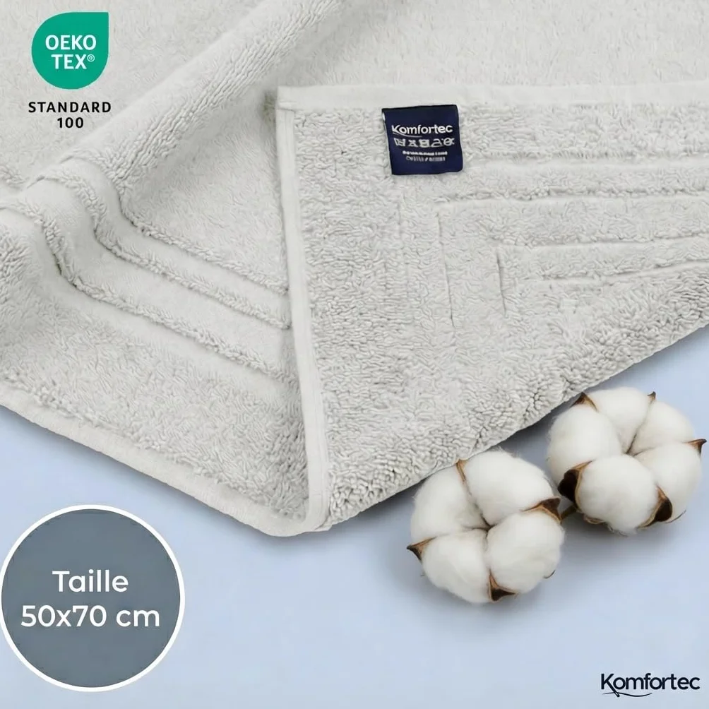 Tapis de Bain 2 Pièces 600 g/m² 100% Coton 50x70 cm Blanc
