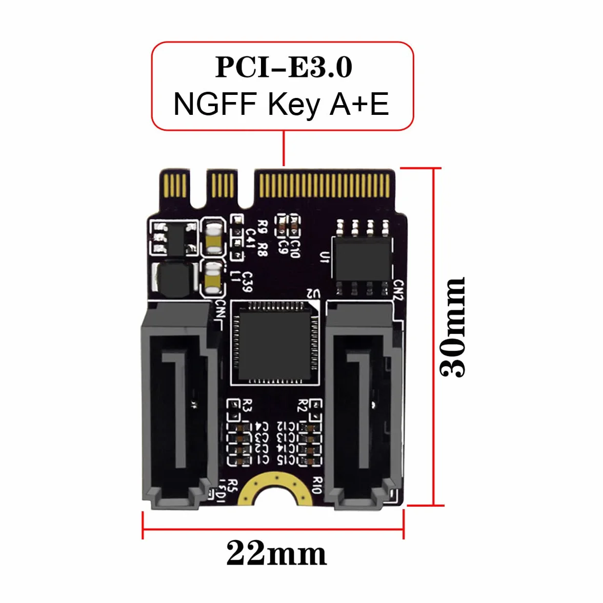 Klucz NGFF A+E PCI Express na SATA 3.0 6 Gb/s podwójny port adapter konwerter dysk twardy karta przedłużająca JMB582 2230