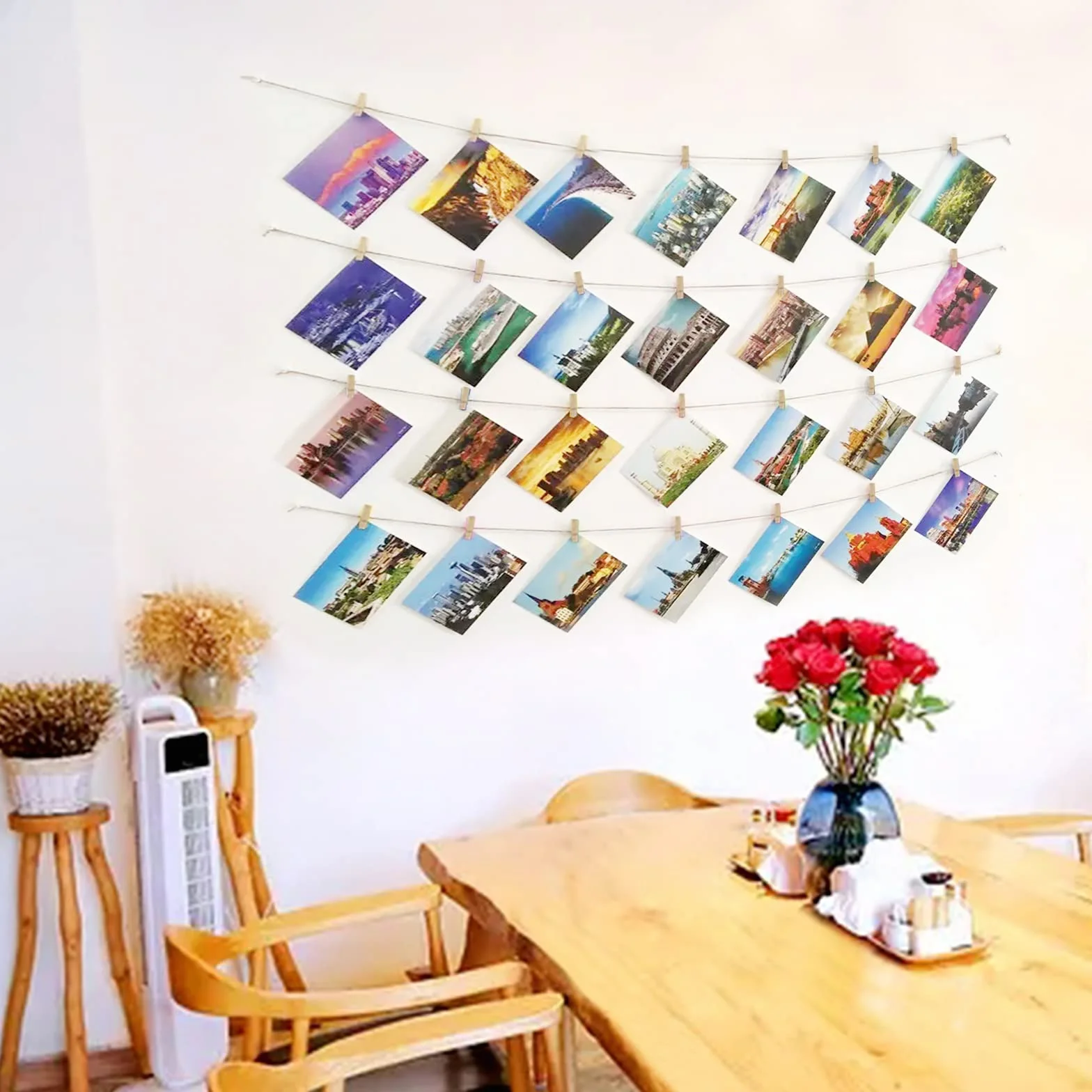 Porte-photos avec 50 pinces à suspendre mural pour œuvres d'art décoration maison