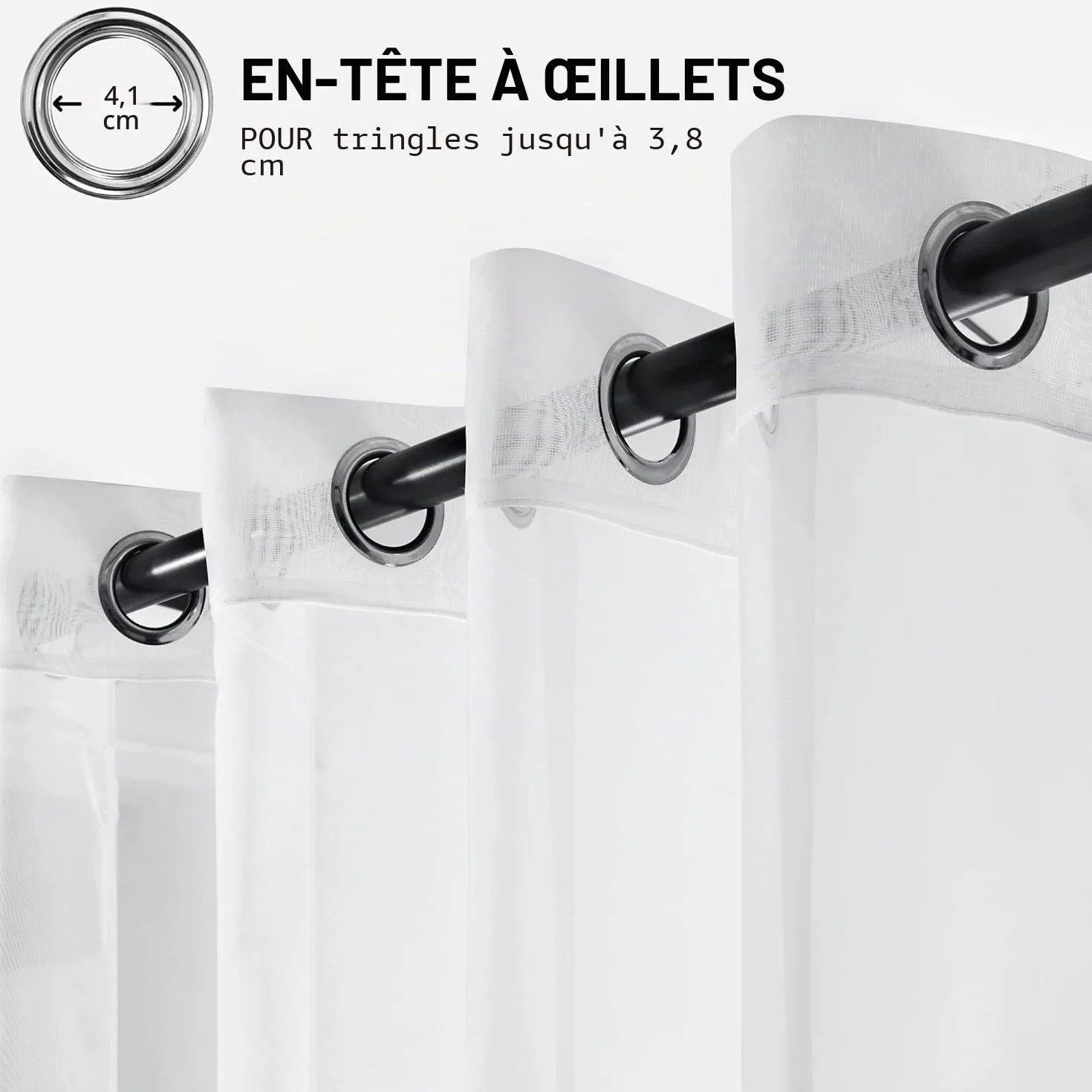 Deconovo Lot de 2 Voilages Semi-Transparents Aspect Lin 140 x 240 cm Blanc