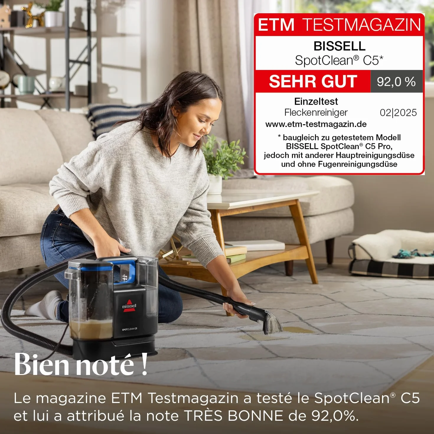 BISSELL SpotClean C5, Shampouineuse Canapé 400W, Nettoyeur Tapis Moquettes Tissus Voiture