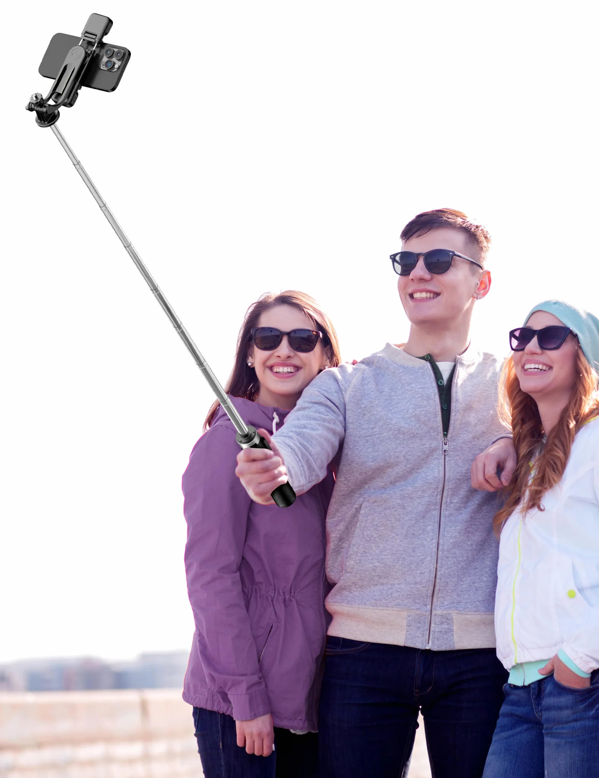 135CM Selfie Stick z 2 lampkami wypełniającymi, uniwersalny statyw do telefonu komórkowego z odłączanym pilotem zdalnego sterowania, przenośny statyw do telefonu komórkowego, stabilny uchwyt do selfie