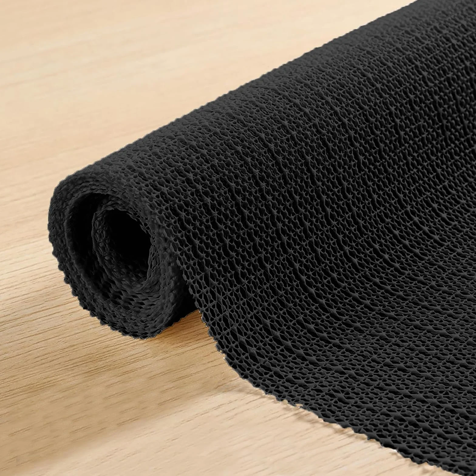 Tapis Antidérapant 65 x 170 cm Noir Facile à Couper et Laver pour Tiroirs Étagères Plateau Moquette