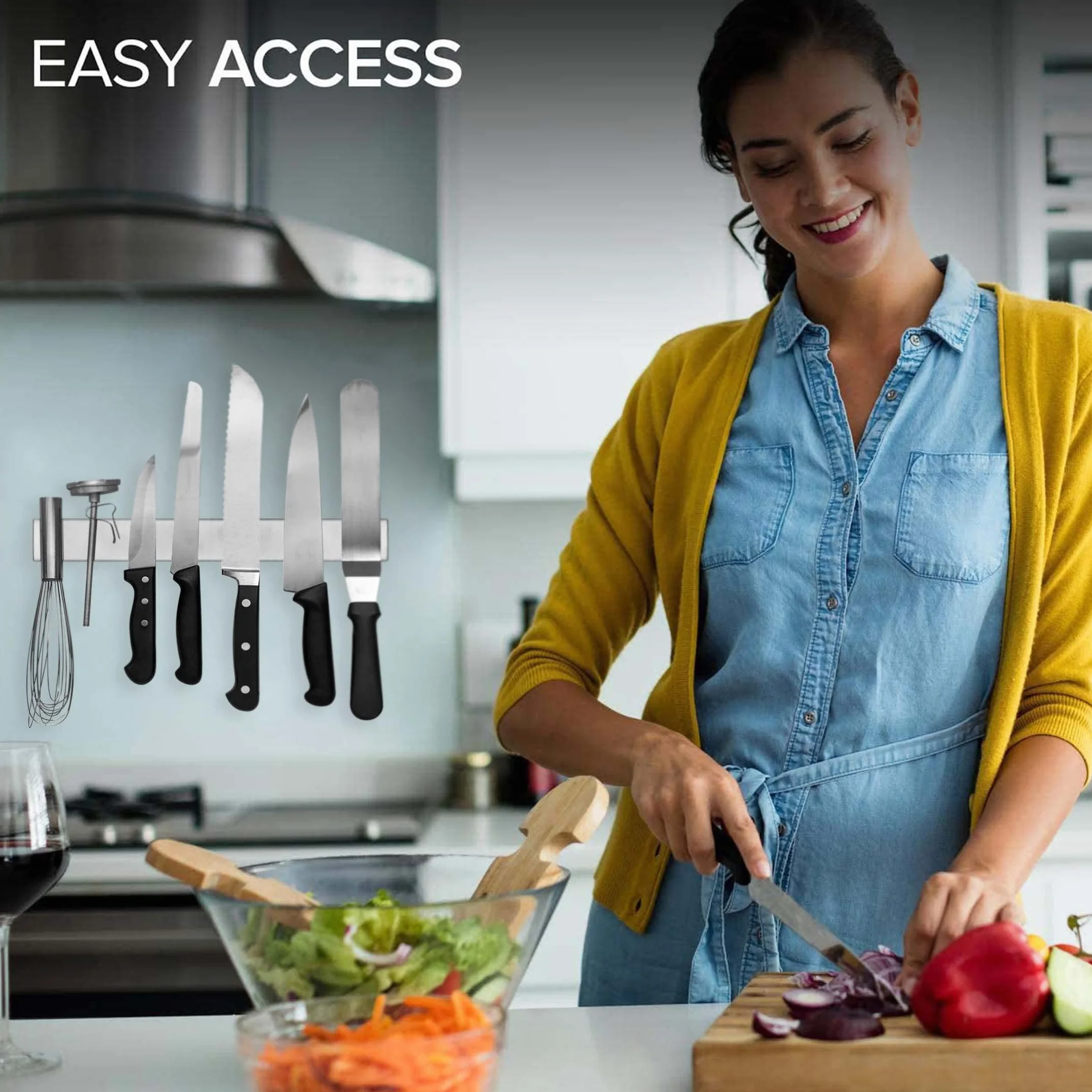 Barre magnétique en acier inoxydable de 35,6 cm - Utilisation comme porte-couteaux, barre à couteaux, porte-ustensiles de cuisine et porte-outils