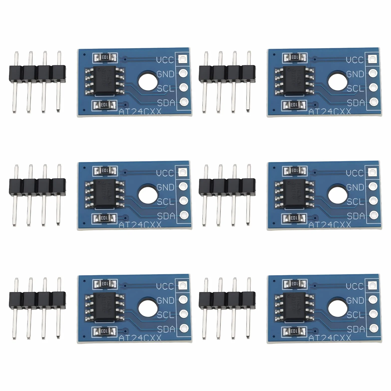 Lot de 6 Modules Mémoire CMS AT24C256 I2C EEPROM Série 2,7-5,5V 5mA