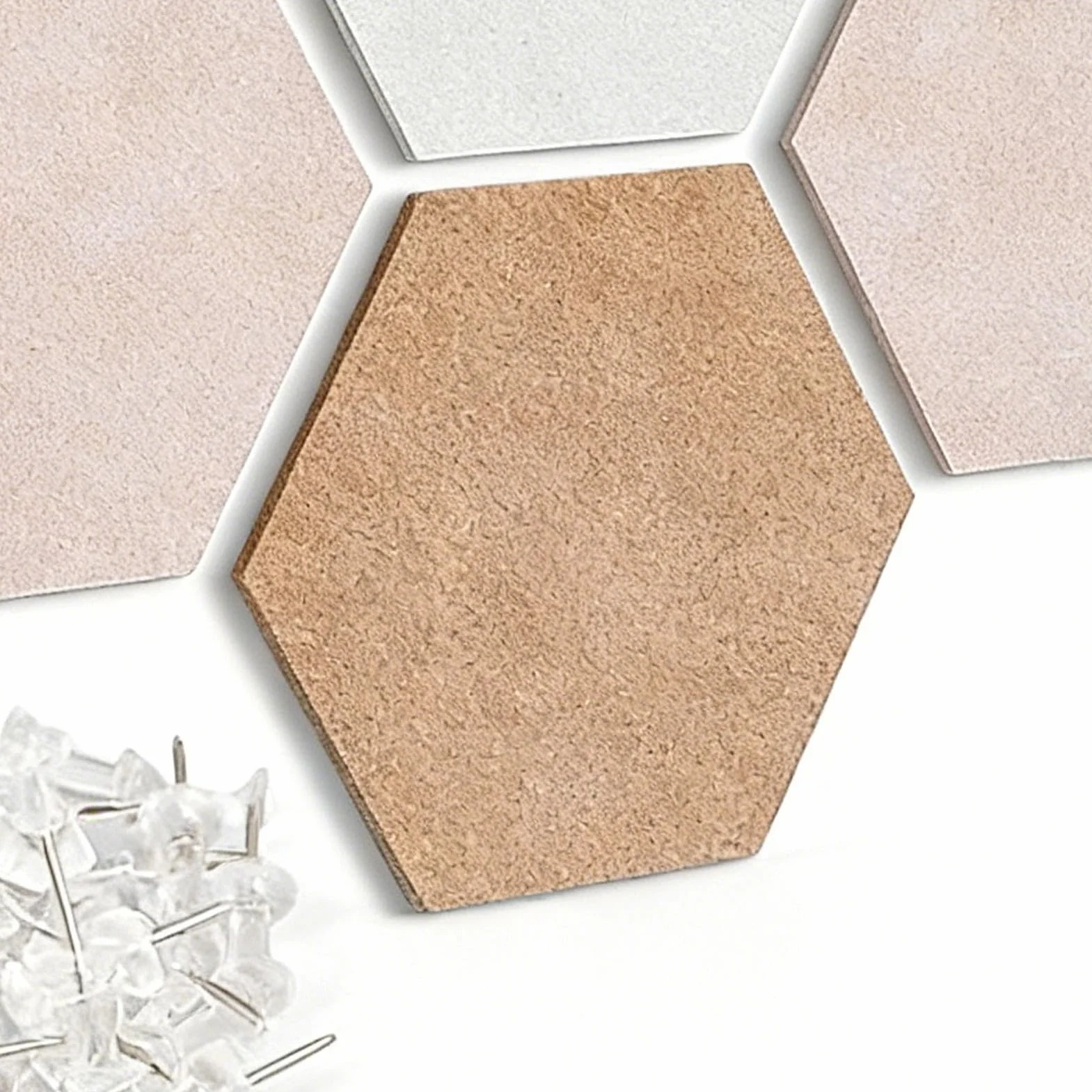 Tableau d'affichage hexagonal en feutre 30 x 26 x 0,9 cm autocollant fibre de polyester