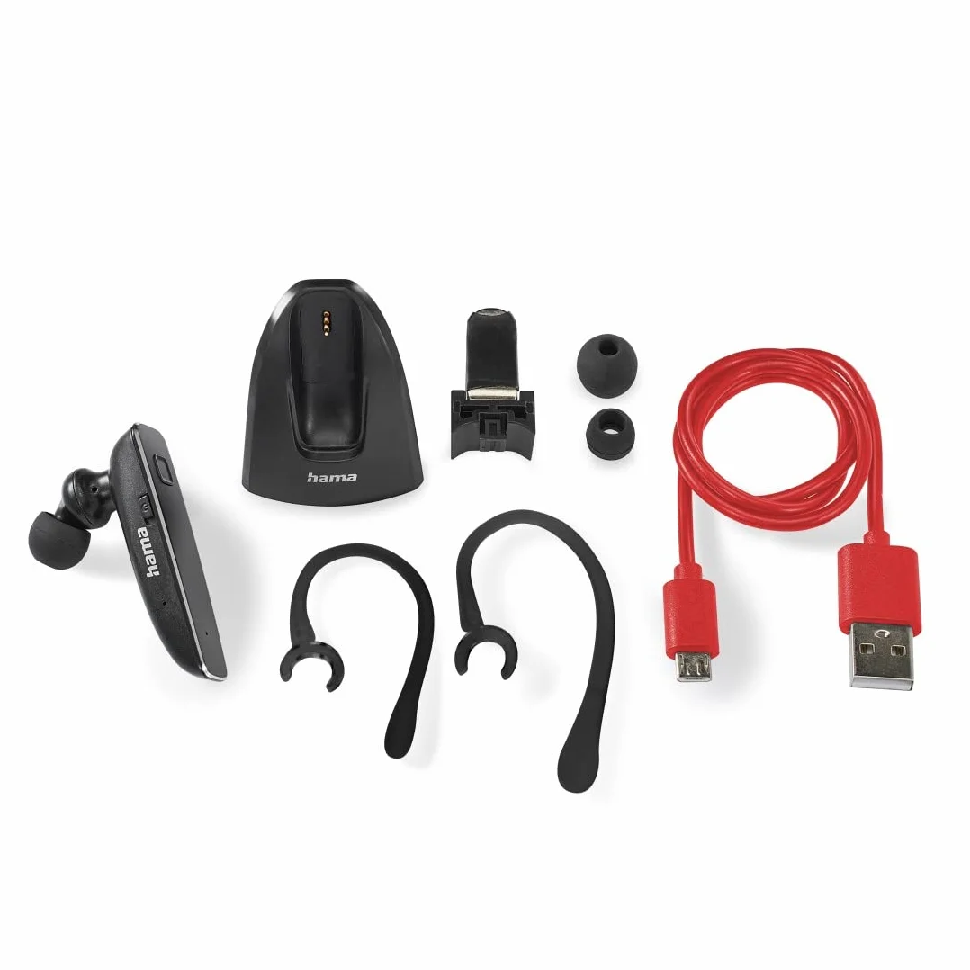 Hama Zestaw słuchawkowy Bluetooth "MyVoice2100", One-Ear (Mono Headset Bluetooth 5.0, akumulator 80 h, bezprzewodowy zestaw słuchawkowy do 2 urządzeń, pałąk na ucho S/L, idealny dla osób noszących