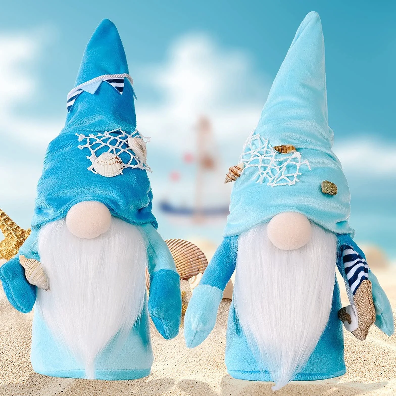 Peluche Nain de Mer Lot de 2 Figurine de Collection Décoration Fait à la Main Lutin Suédois