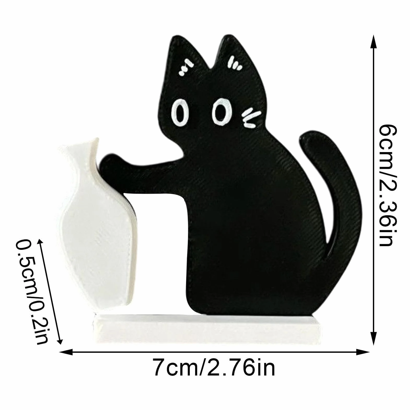 Aimant À Pousser Pour Vase En Forme De Chat Noir, Porte-Moustaches Chat Magnétique