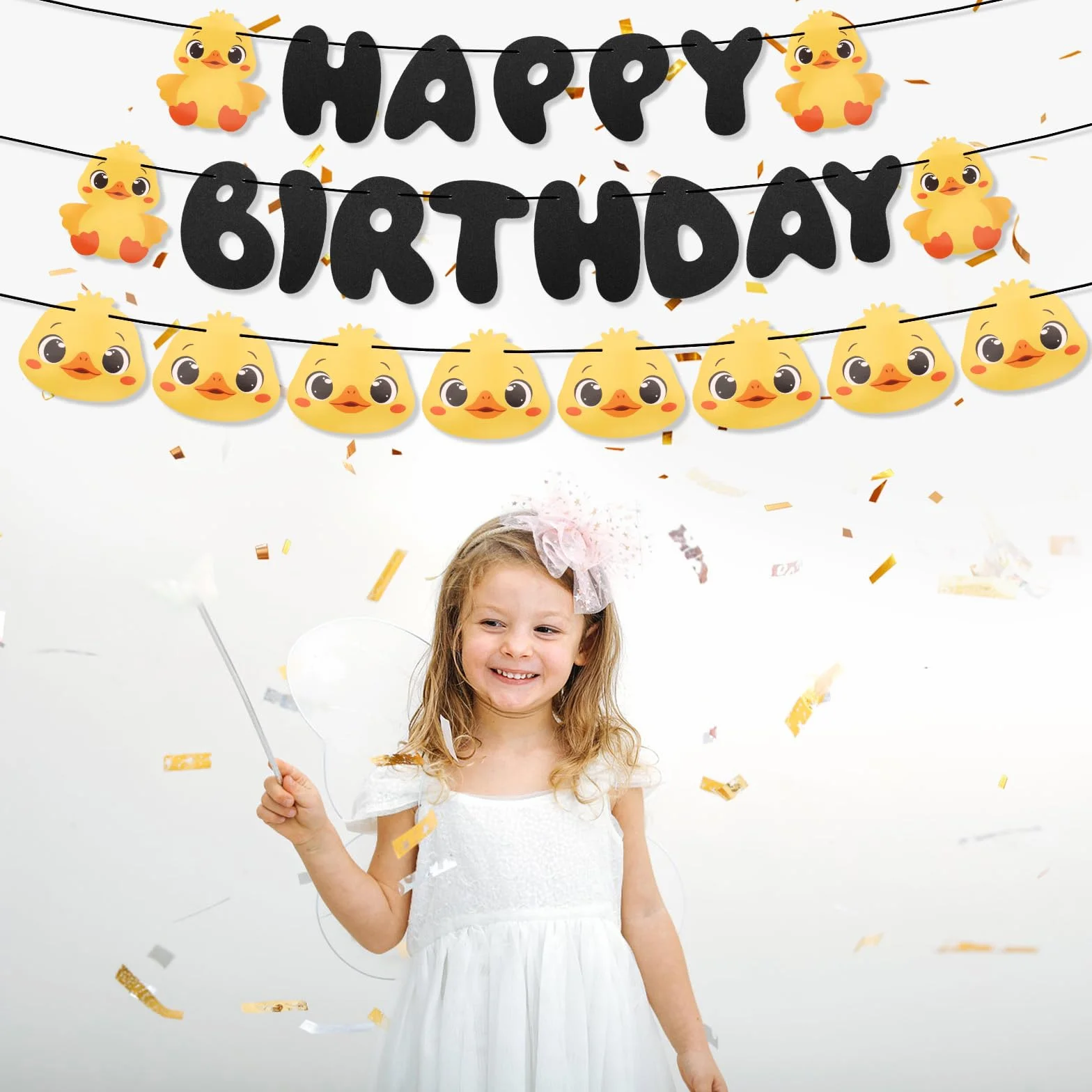 Bannière d'Anniversaire Forme Canard 3m Décorations Fête Suspendre Toile Fond Photo Accessoires Thème Canard Baby Shower