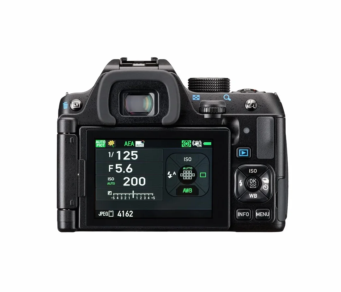 PENTAX KF korpus lustrzanki cyfrowej z matrycą APS-C, odporny na kurz i warunki atmosferyczne, ruchomy ekran LCD, czarny
