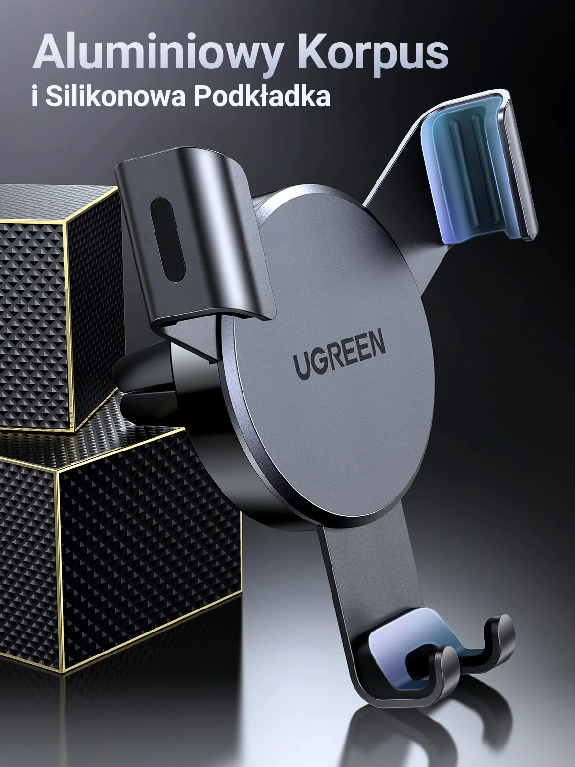 UGREEN Uchwyt na Telefon Samochodowy na Odpowietrznik Kompatybilny z iPhone Galaxy Huawei Xiaomi (Czarny)
