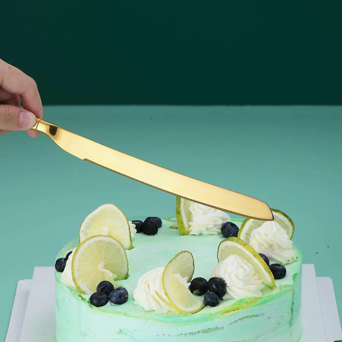 Berglander ensemble de couteau à gâteau et serveurs de pâtisserie doré pour mariage anniversaire fête