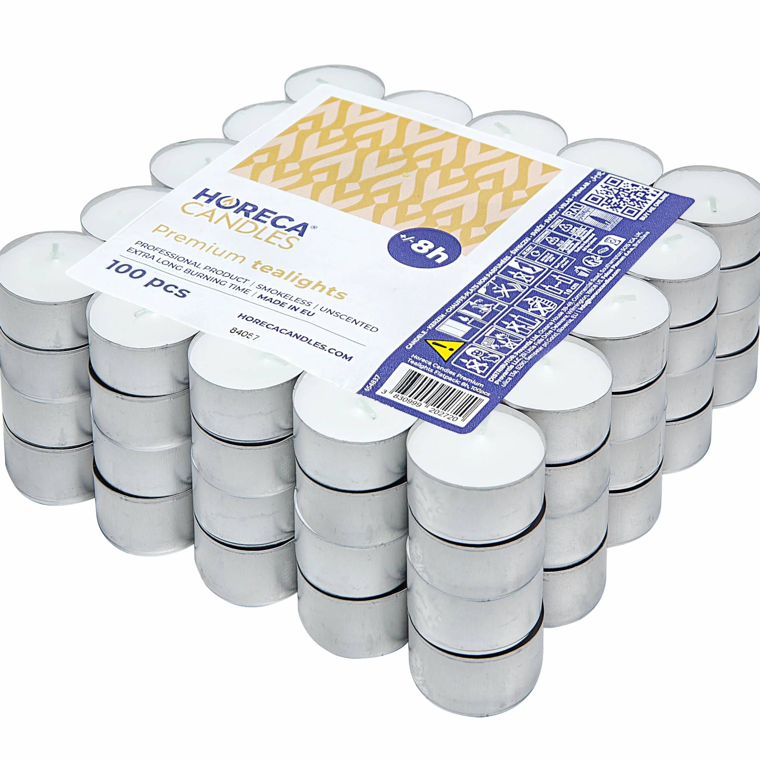 Bougies Chauffe-plat Blanc Lot de 100 - Longue Durée 8 Heures Sans Parfum