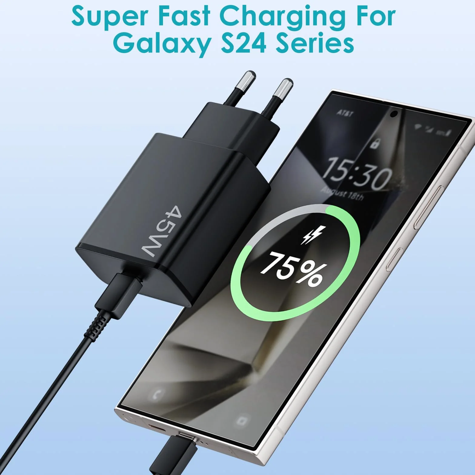 Chargeur USB C Rapide 45W 2Pack Câble 1.8M pour Samsung Galaxy S25 S24 Ultra Note20