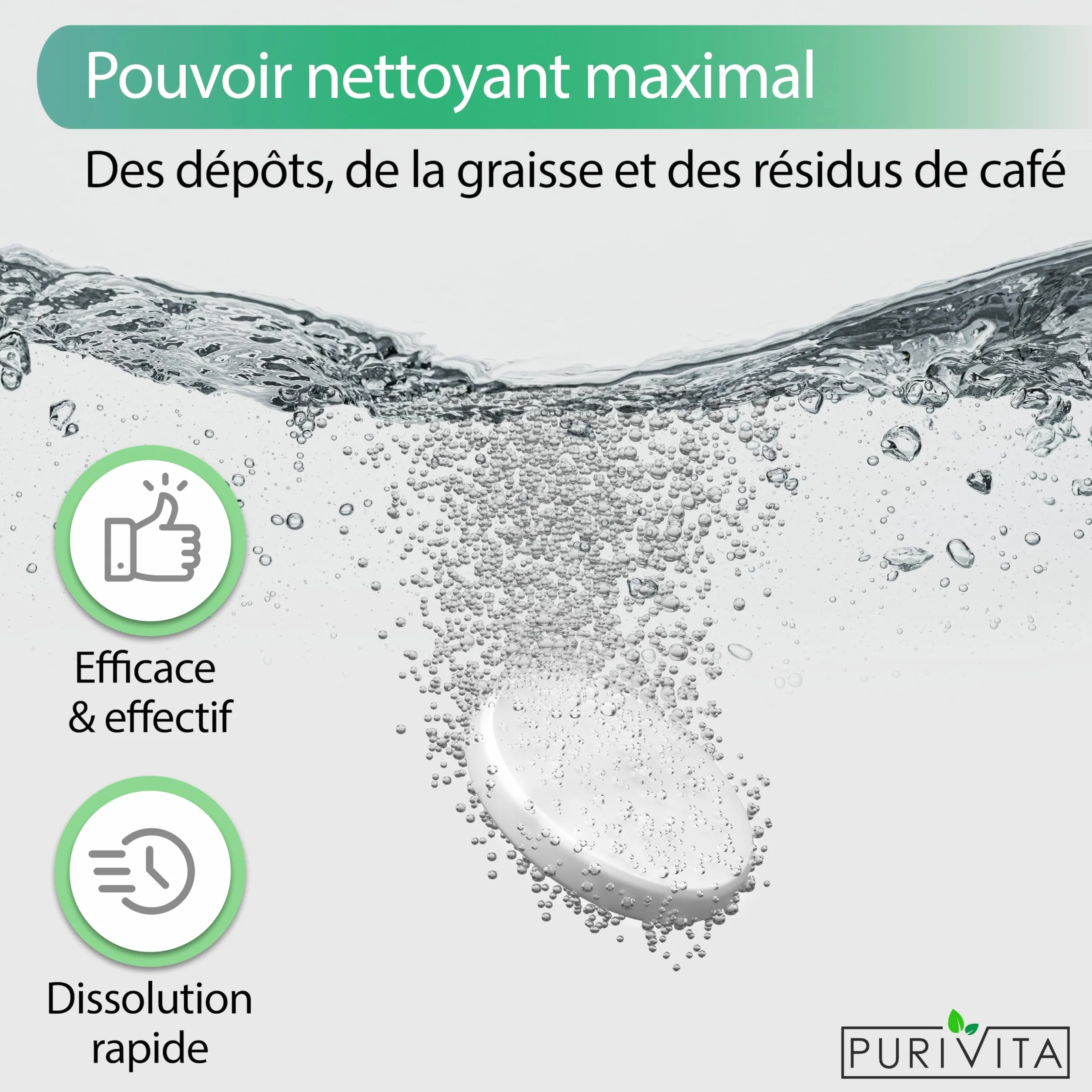 PURIVITA® Pastille Nettoyage Machine à Café Universel 100 Capsules - Compatible Jura, Krups