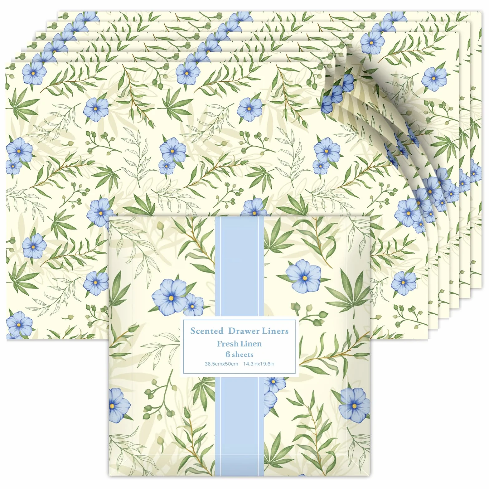 Papiers Parfumés Tiroirs Lin Frais 6 Feuilles 36.5 x 50 cm