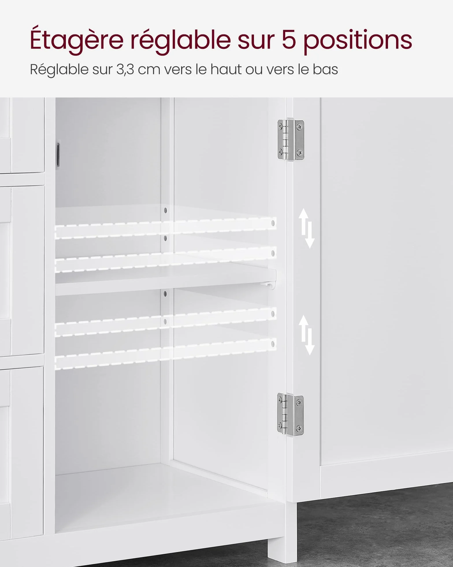 VASAGLE Meuble de Salle de Bain, Meuble de Rangement, Commode, Placard, Armoire, avec Étagères Réglables, 3 Tiroirs, 30 x 60 x 80 cm, Blanc BBC542P31V1