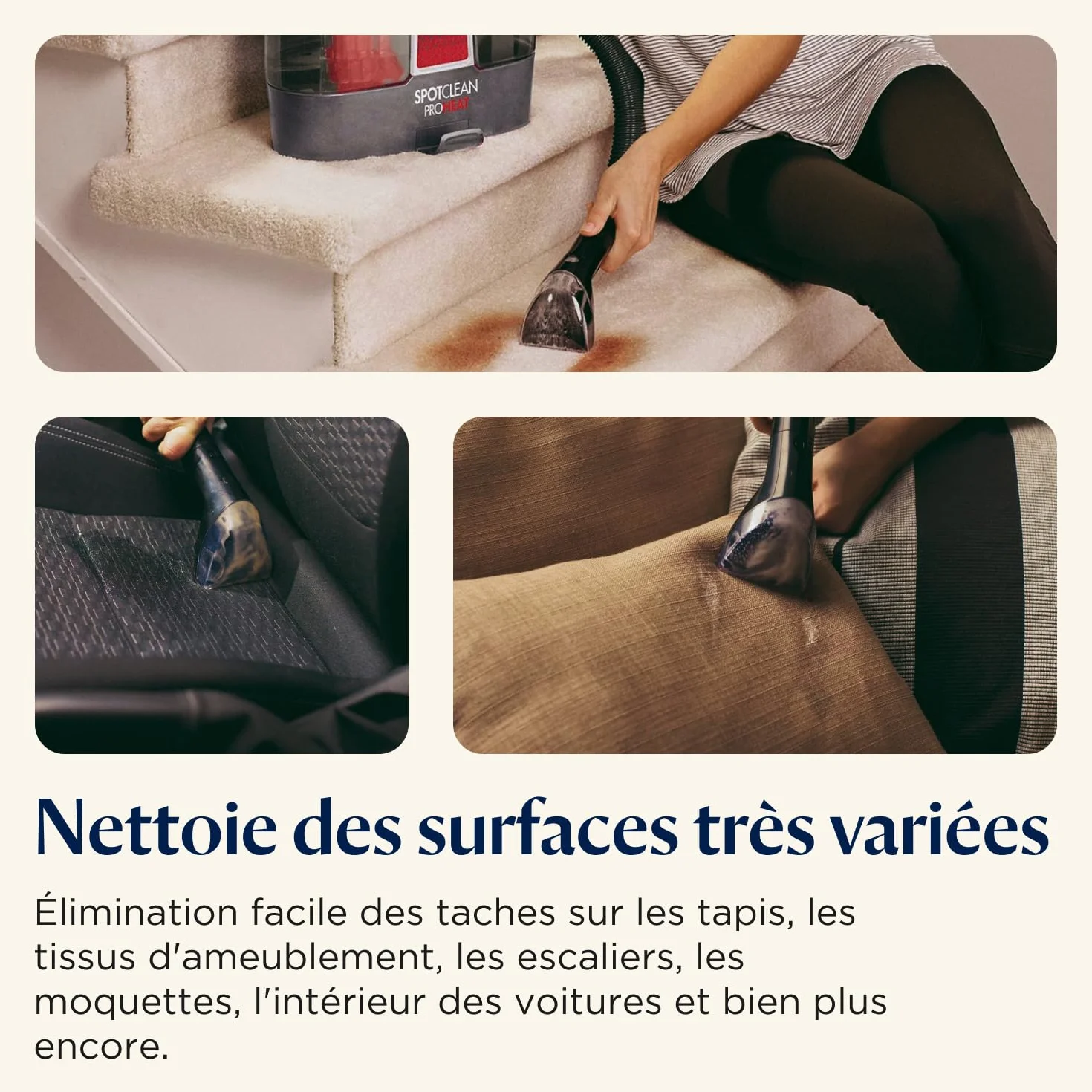 BISSELL SpotClean ProHeat 36988 Shampouineuse Canapé 330W Nettoyeur Tapis Moquettes Meubles Tissus Voiture