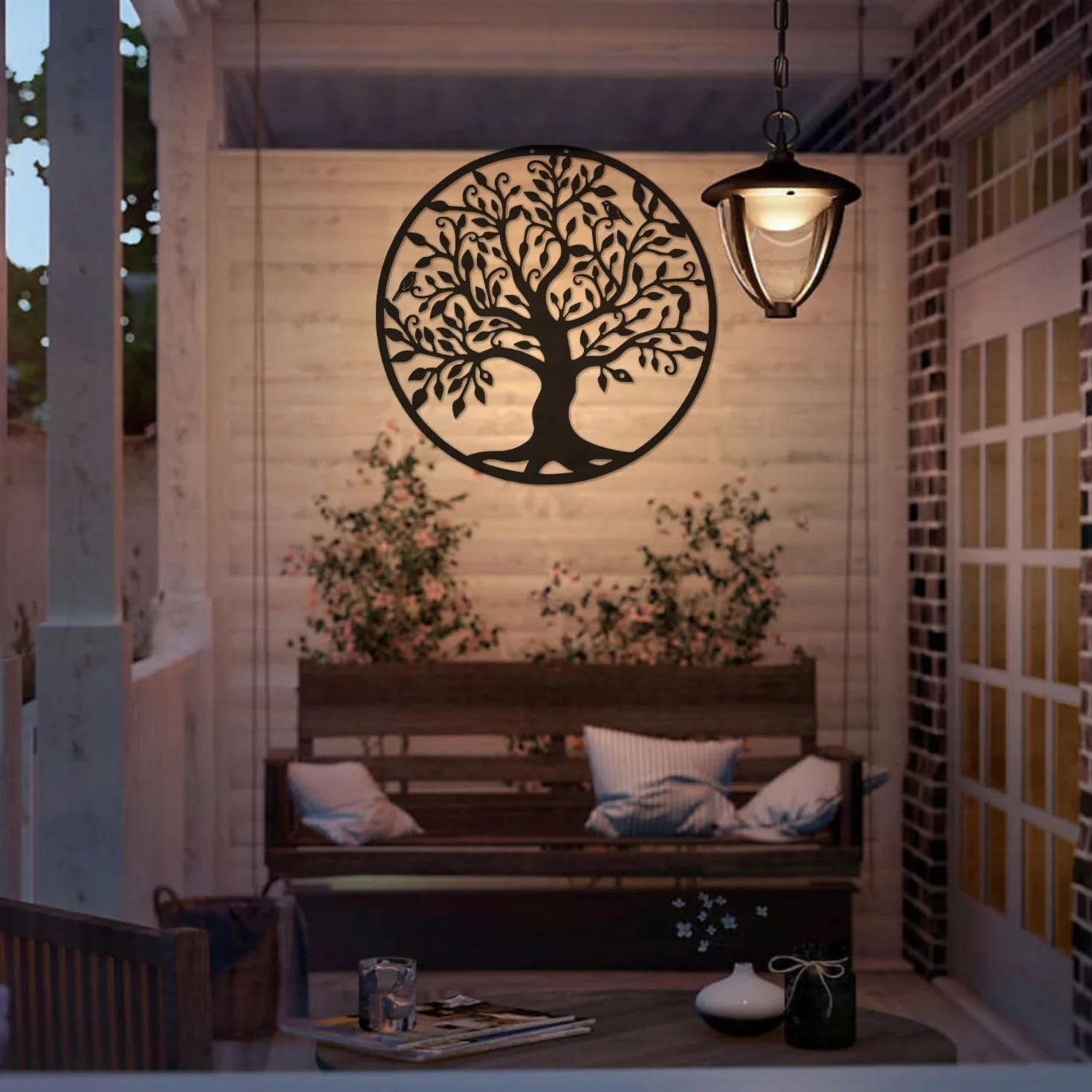 Grande décoration murale arbre de vie en métal 60 cm à suspendre RPixc