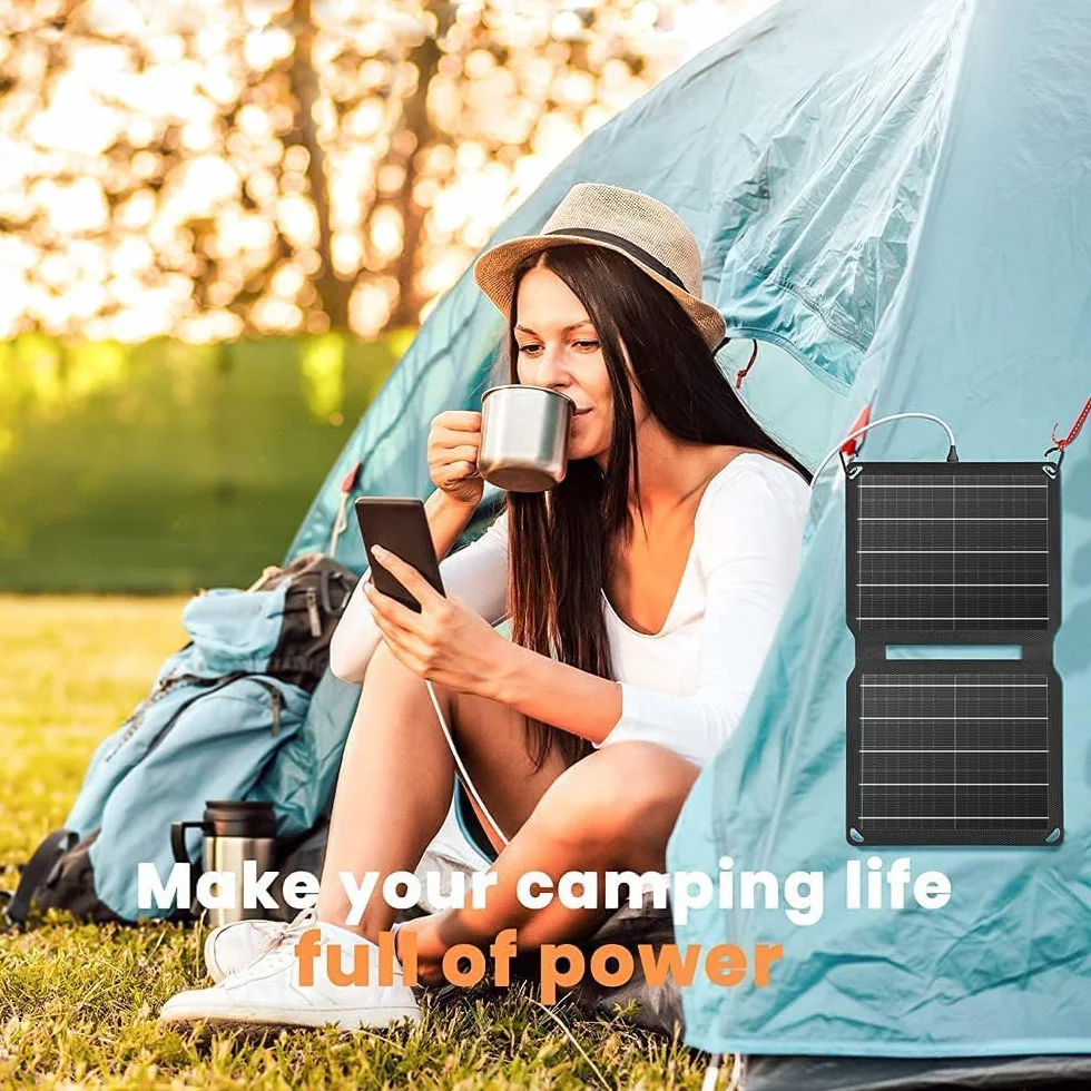 FlexSolar Przenośne ładowarki solarne 10 W, 5 V, USB, małe zasilanie, panele ETFE, składane, wodoszczelne, IP67, kemping, wędrówki, wędrówki z plecakiem, do telefonów, fanów, latarek, zegarków, małych