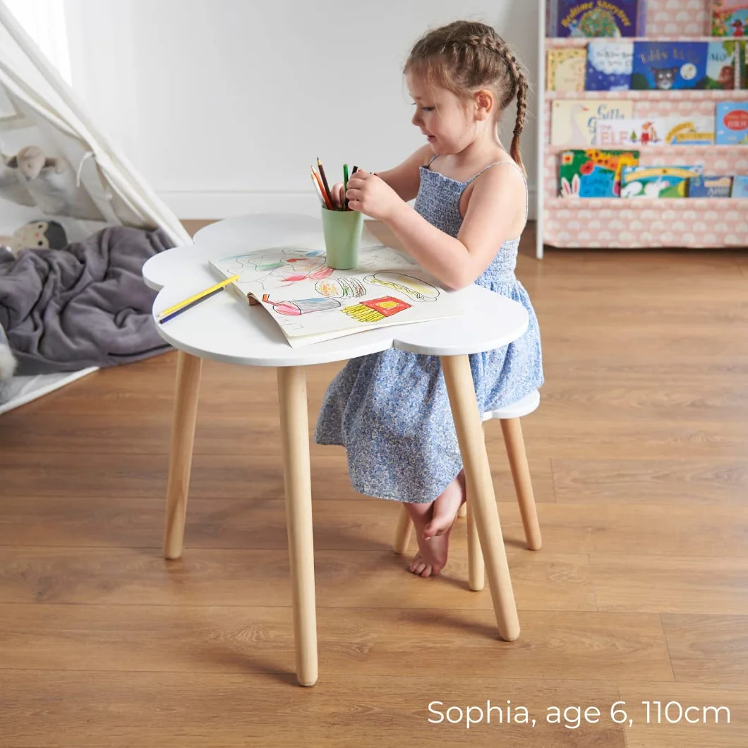 Haus Projekt Bureau pour Enfants et Tabouret en Forme de Nuage (4-8 Ans), Pupitre D'étude en Bois avec Tabouret, Meubles, Table D'activité/d'art en Bois