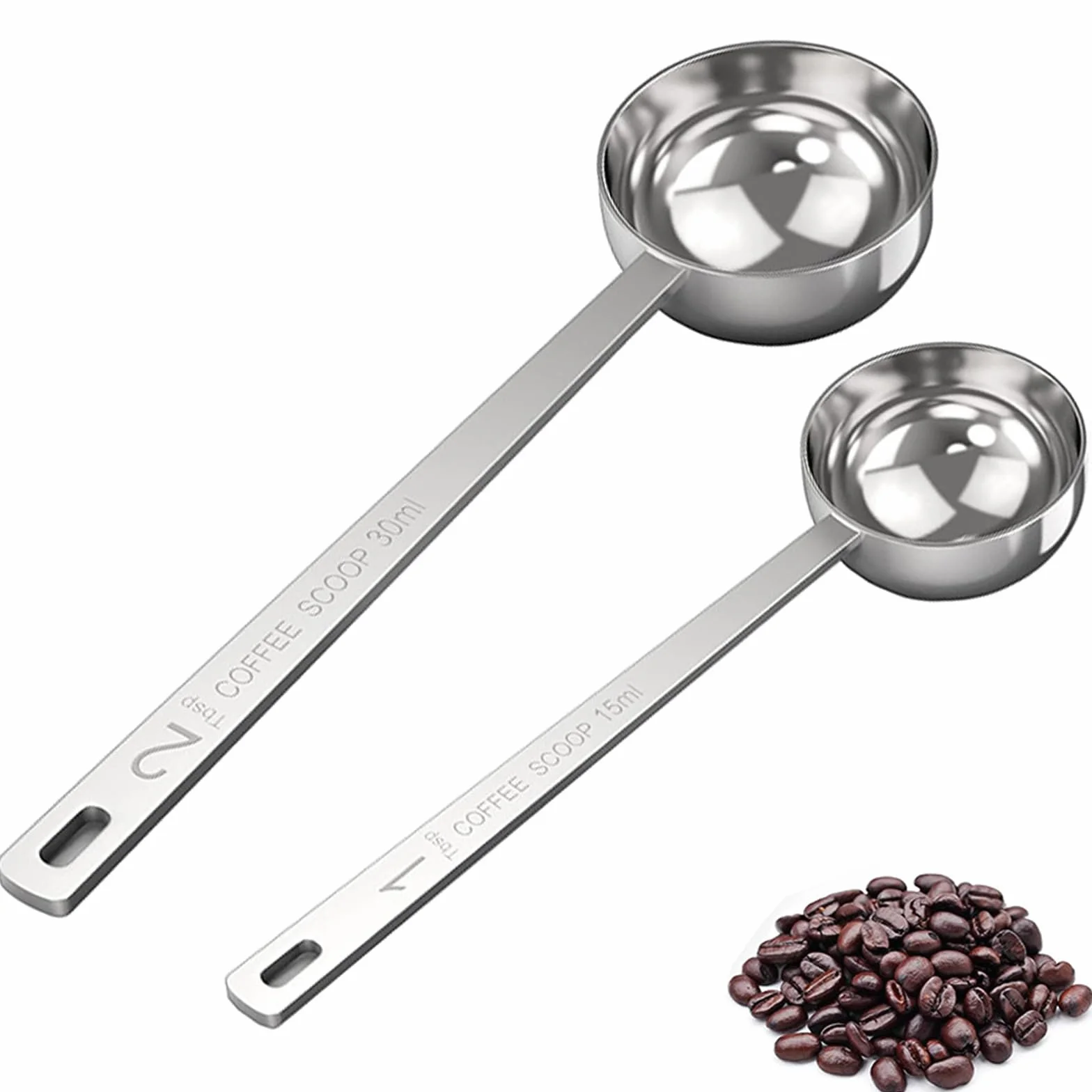 Lot de 2 doseurs à café 15 ml 30 ml cuillères à soupe en acier inoxydable