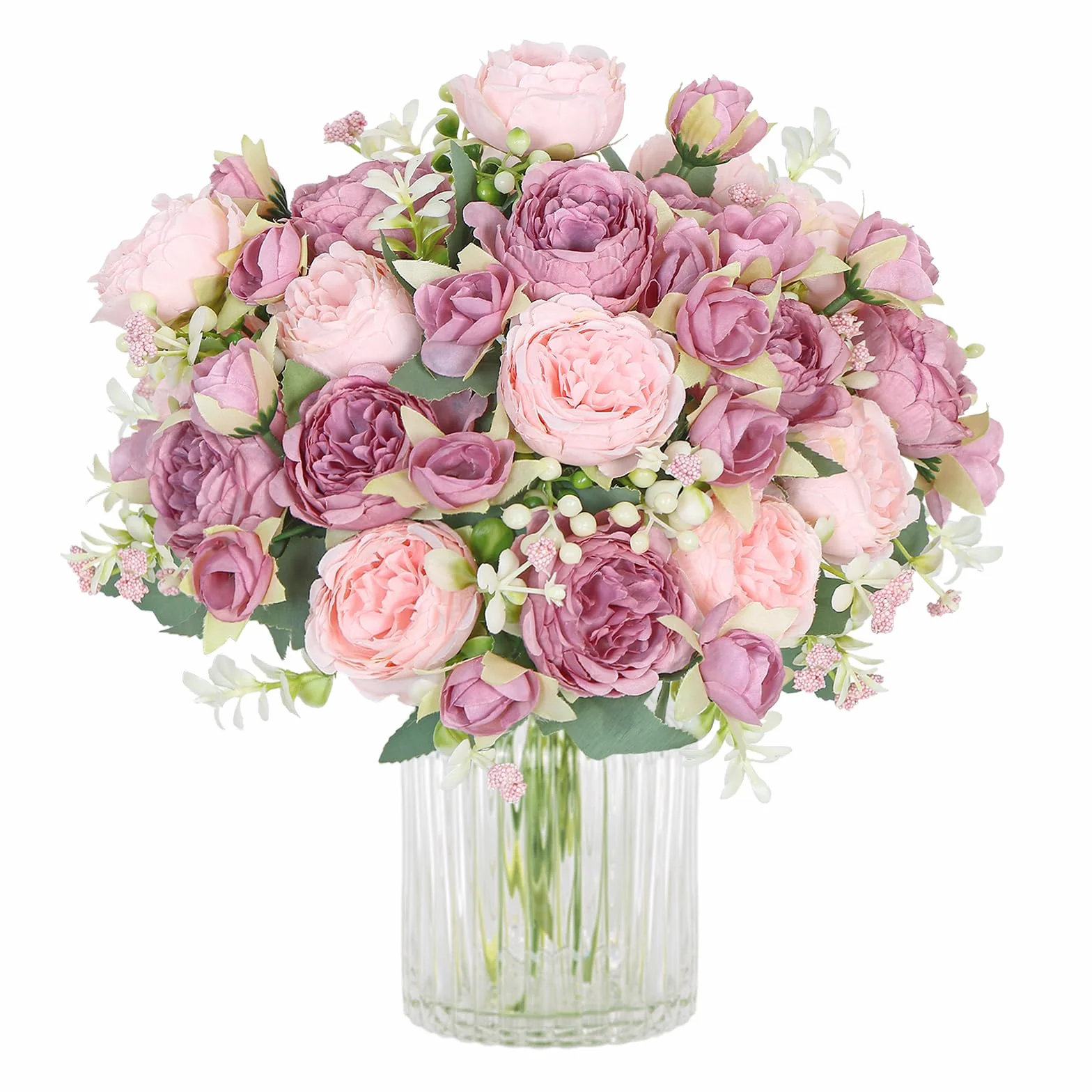 Bouquets de Pivoines Artificielles en Soie SOMYTING Lot de 2 pour Mariage, Décoration Centre de Table Rose Mélangé