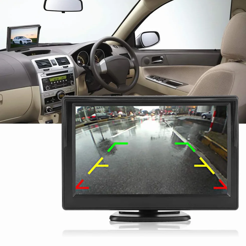 Samochodowy Monitor HD TFT LCD 5-calowy 2-kanałowy Odtwarzacz Wideo z Wejściem AV do Kamer Cofania (brak aparatu)