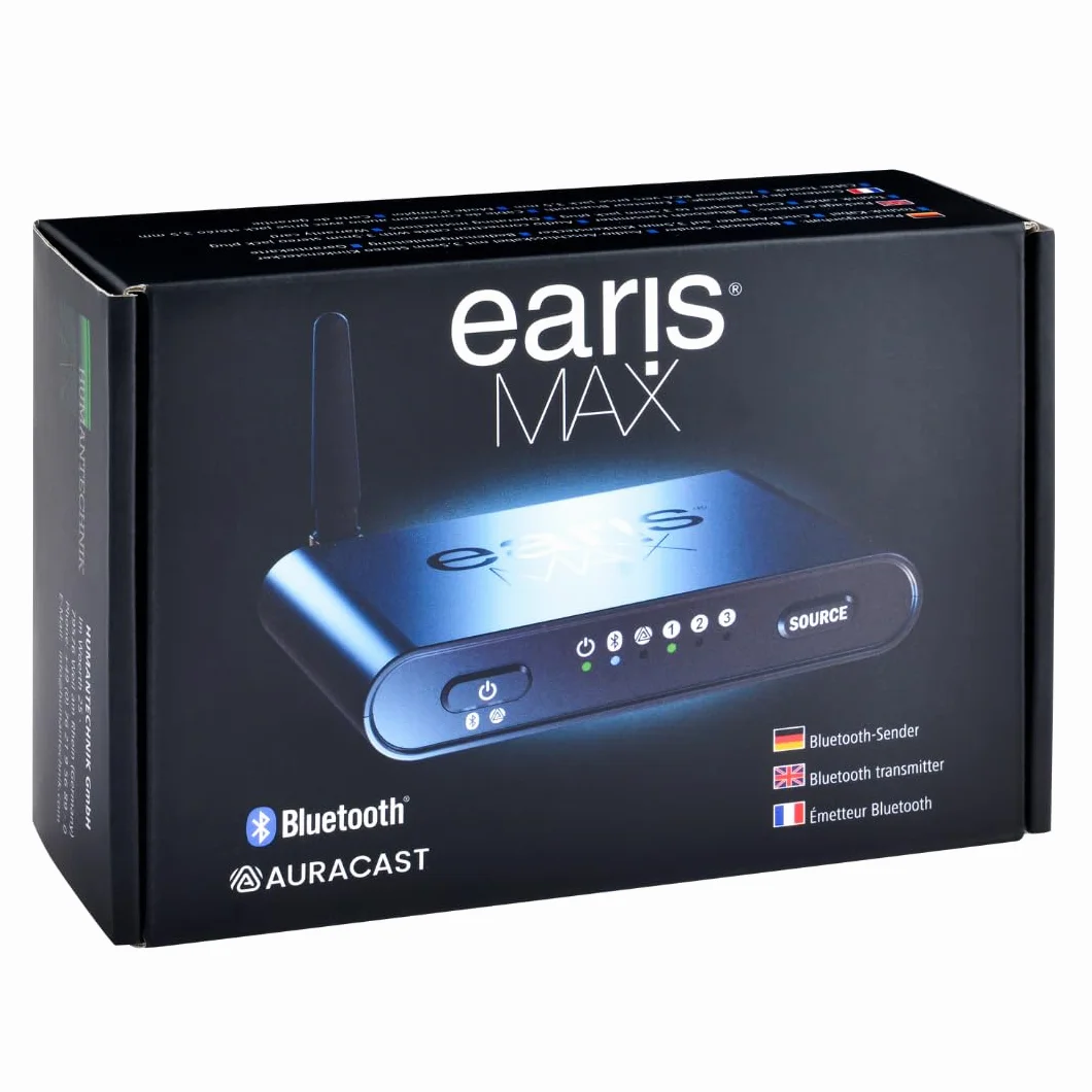 Humantechnik earisMAX Bluetooth 5.3 Auracast ™ nadajnik LE-Audio, LC3, Hires LDAC