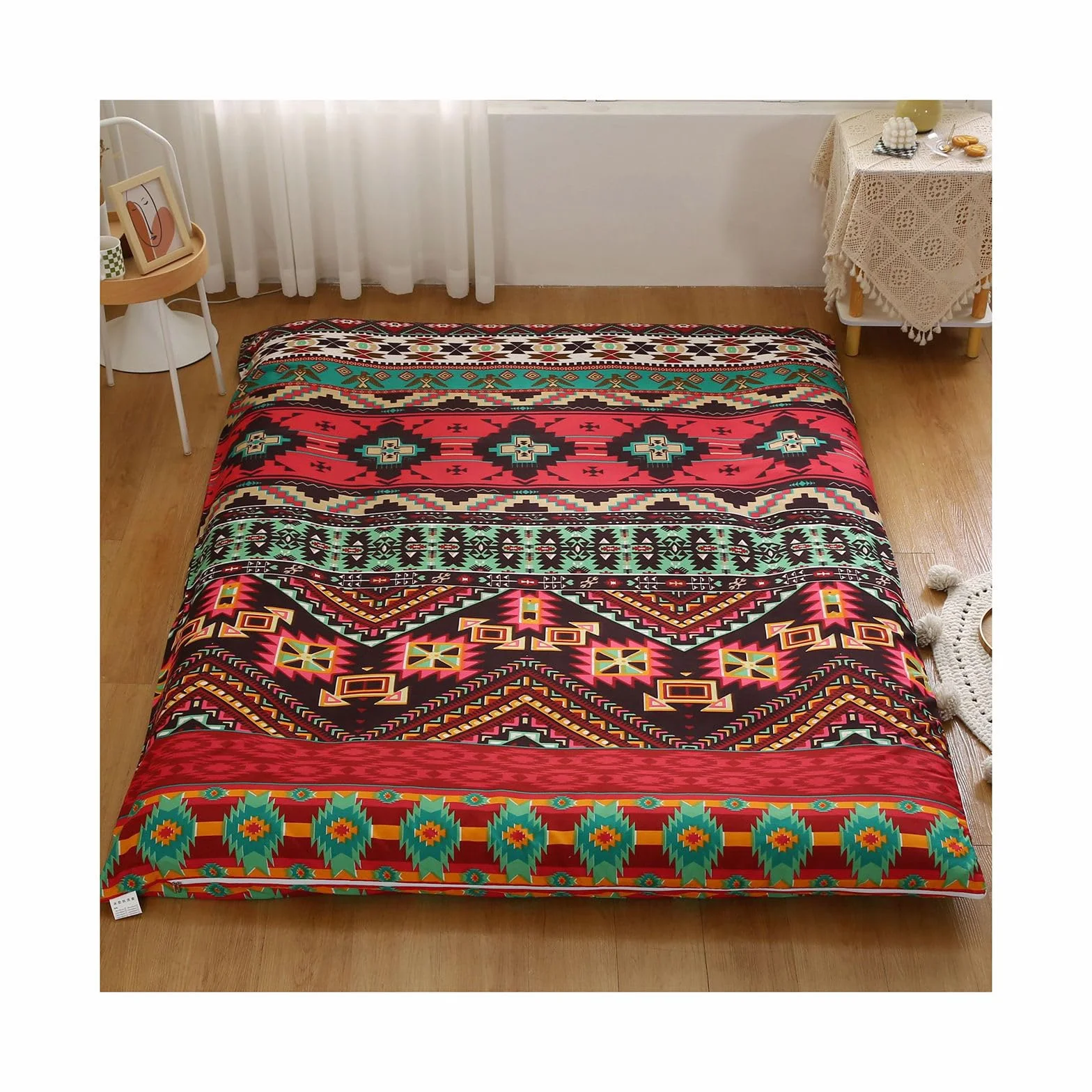 Housse de Matelas Futon avec Fermeture éclair, Coton Doux Amovible, Anti-poussière, Full Size 150x200cm