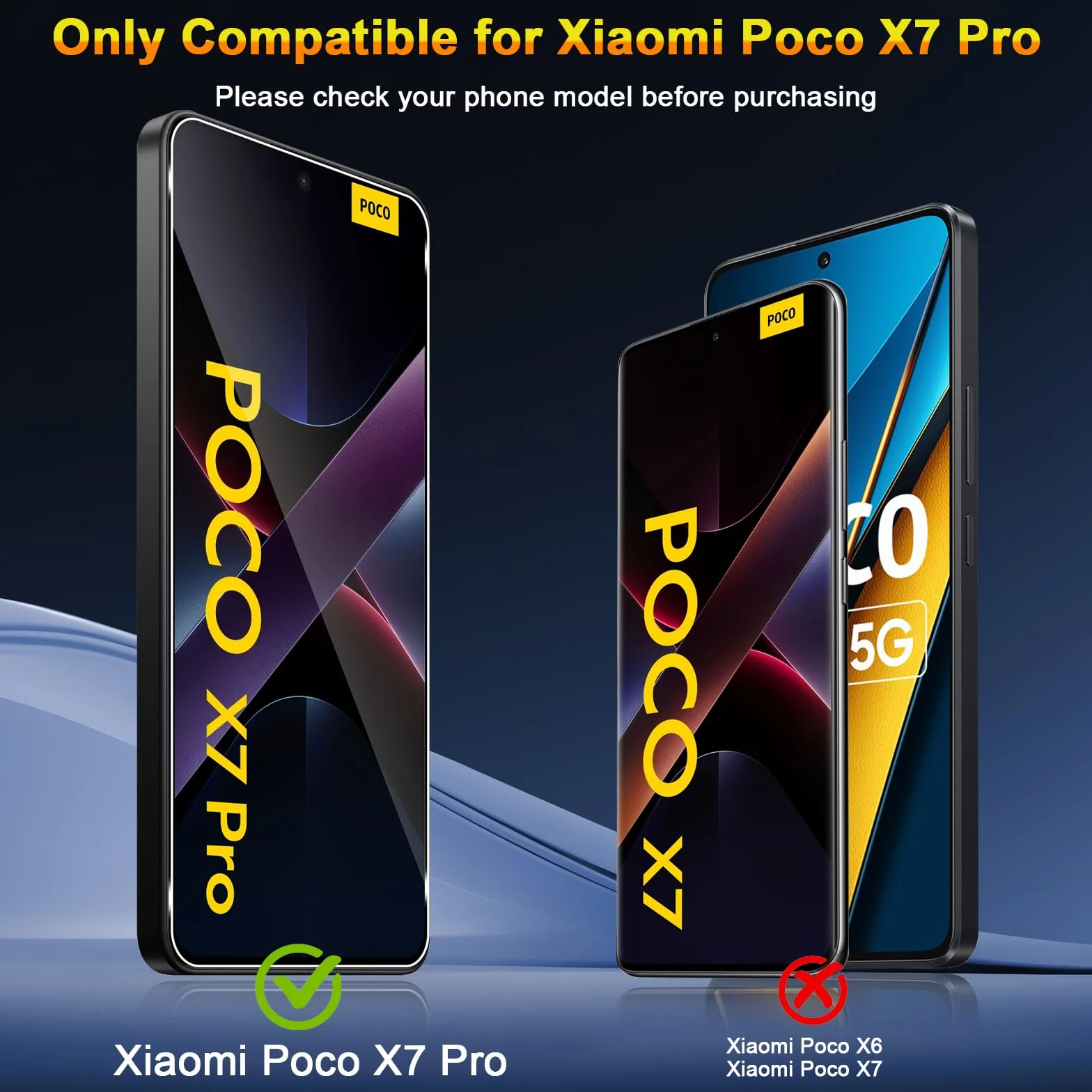 QULLOO Ochraniacz ekranu do Xiaomi Poco X7 Pro 5G, zestaw 3 ochraniaczy ekranu z 3 osłonami aparatu, szkło hartowane o twardości 9H, przezroczyste szkło ochronne HD, folia odporna na zarysowania