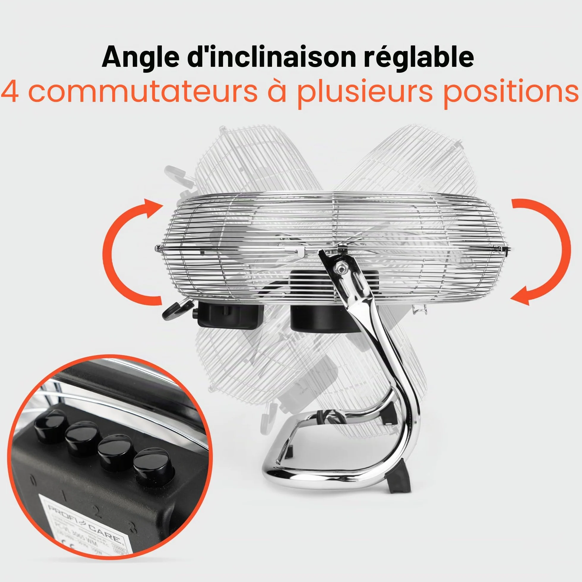 PROFI CARE PC VL 3065 WM Ventilateur de Sol rétro 100 W 40 cm LED 4 niveaux