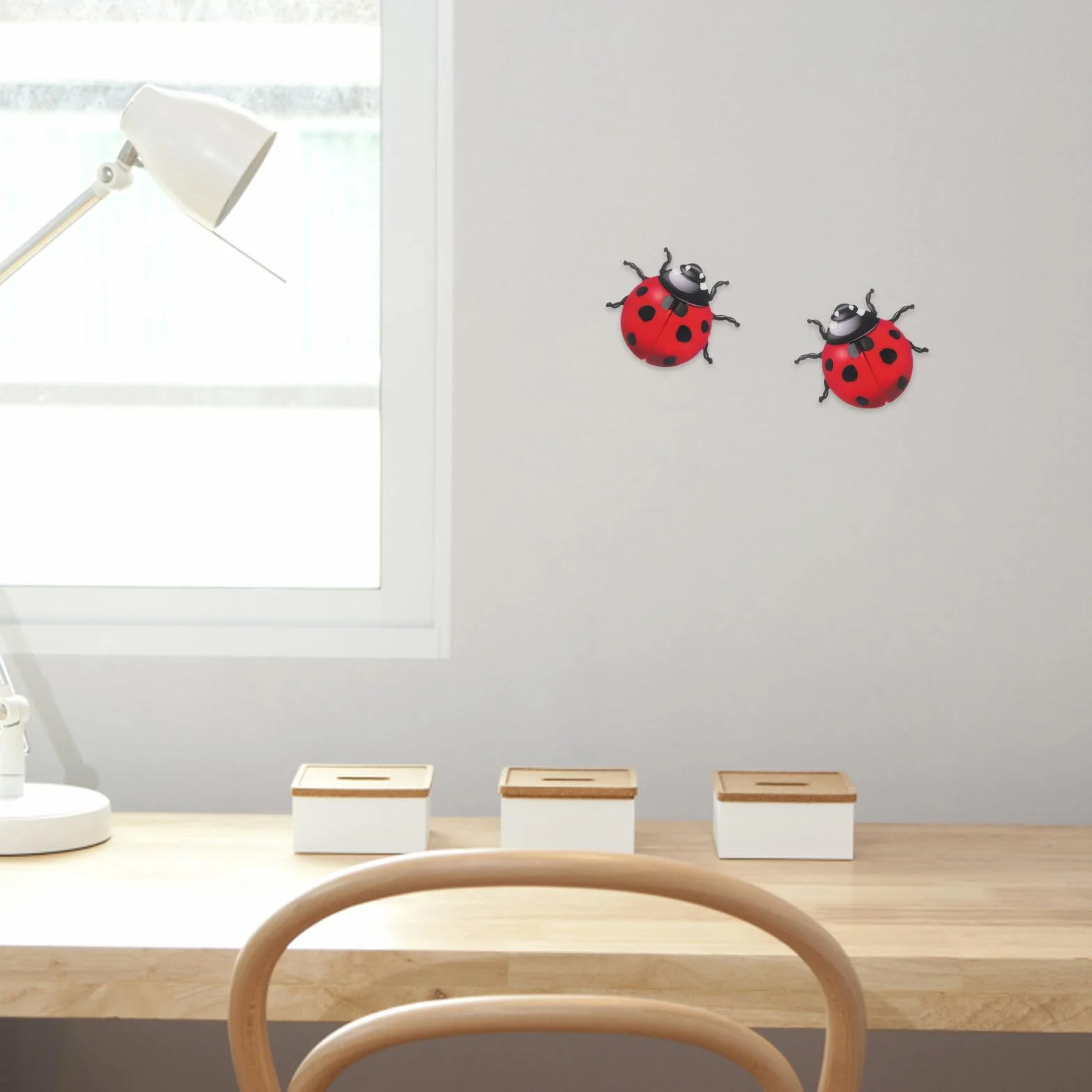 Toyvian Lot de 2 Coccinelles Murales en Fer Forgé Rouge, Décoration Murale Métal pour Salon Jardin Patio