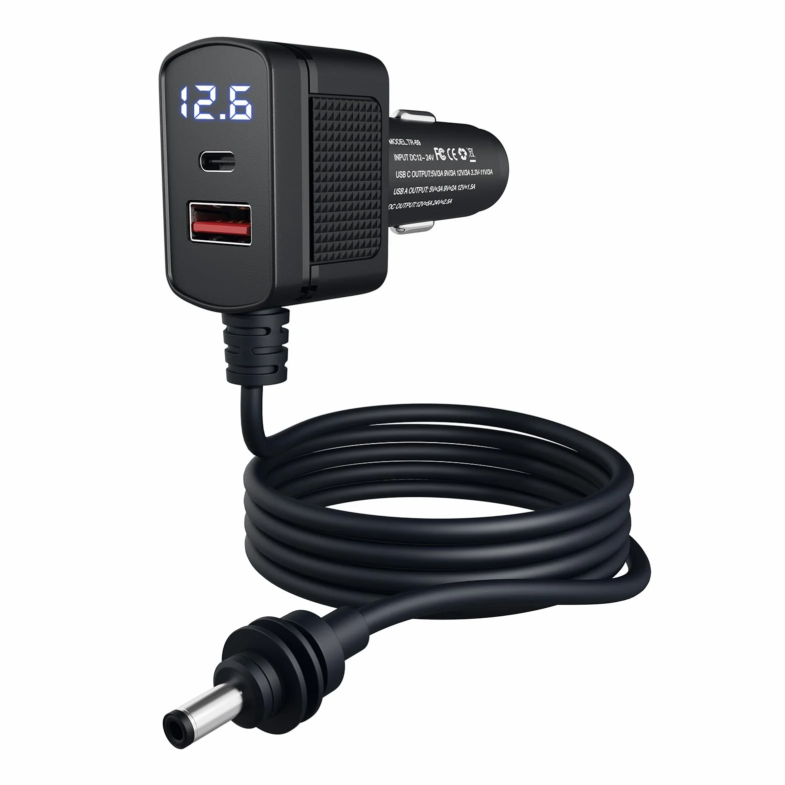 Adapter Samochodowy do Starlink Mini od MMOBIEL – Ładowarka USB do Gniazda Zapałniczki 12V–24V DC – Wytrzymały Kabel 3M (60W), Podwójne Porty USB-C i A (33W), Wyświetlacz Napięcia LCD – Dla Pojazdów